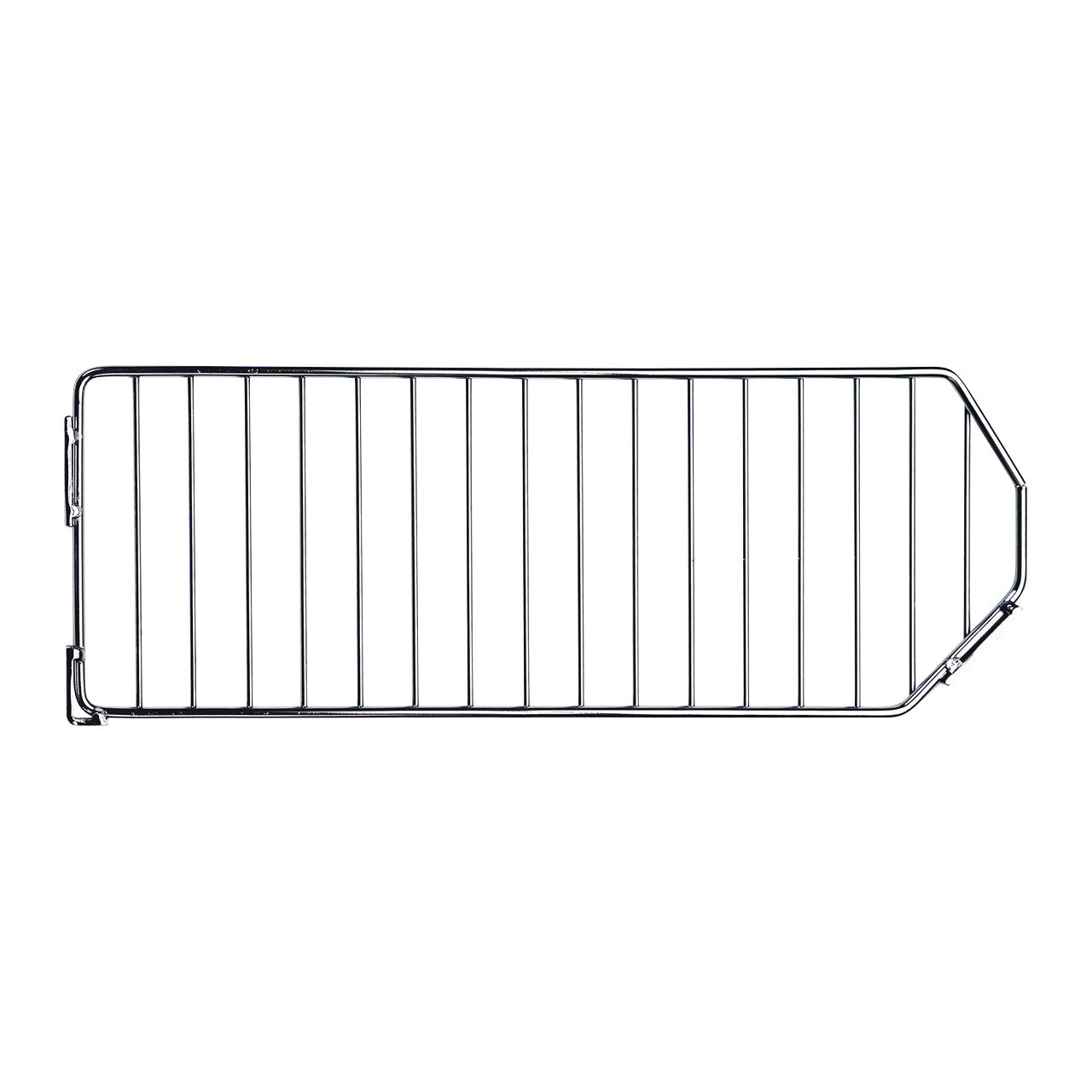 Metal wire divider for a Quantum Mesh Stack and Hang Wire Bin, rectangular with vertical bars and an angled edge.