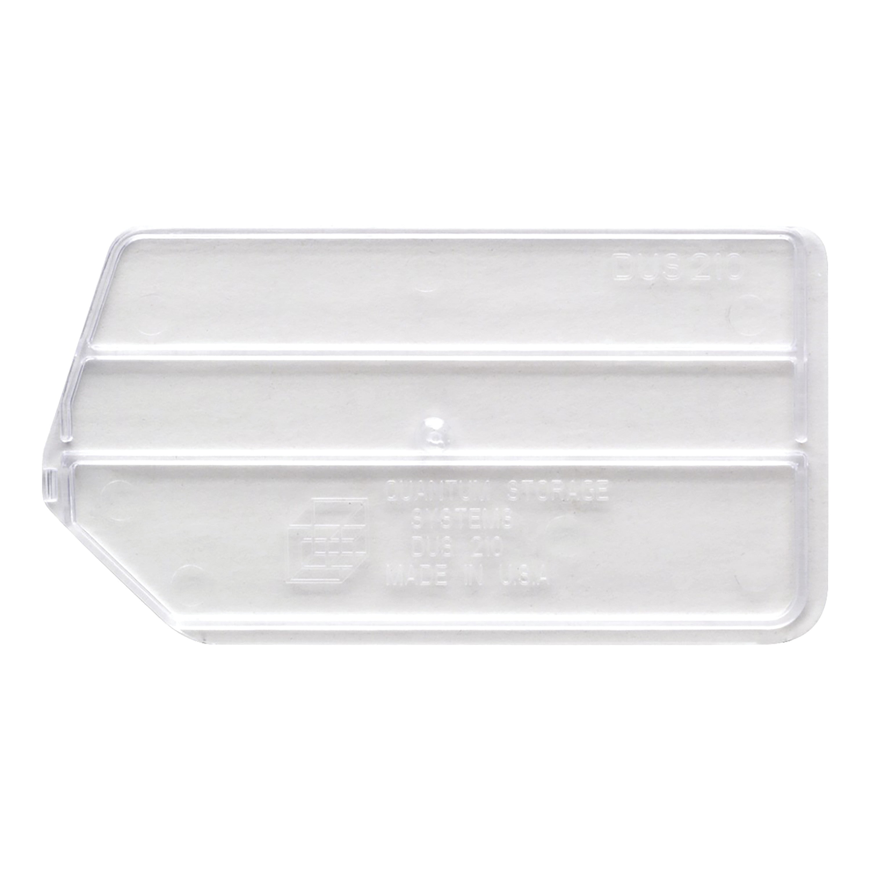 Clear plastic divider for Quantum Ultra Stack and Hang Bin, featuring embossed text and a grid pattern.