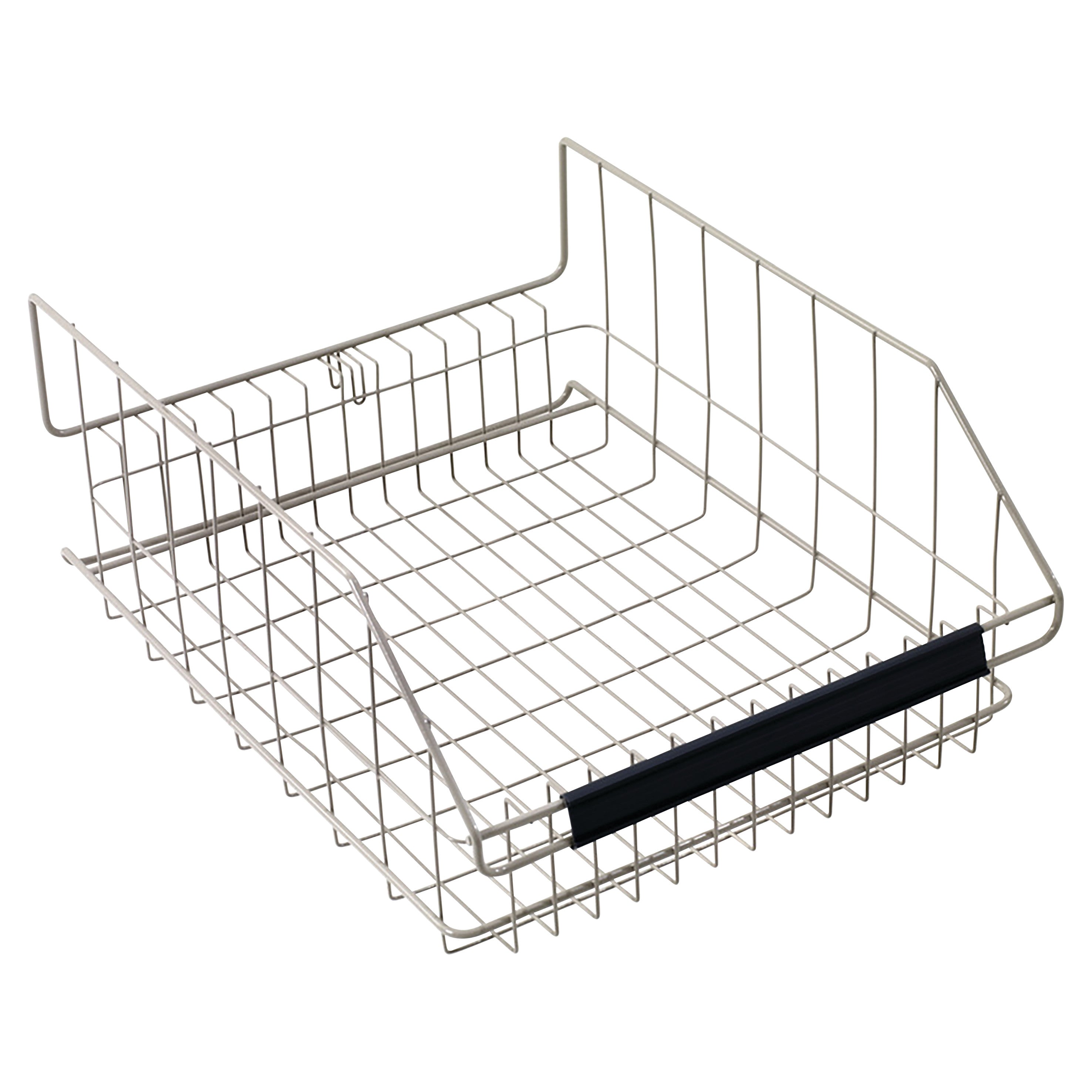 Metal wire basket for MetroMax i IV Transport/Storage Basket Cart, features a black handle.
