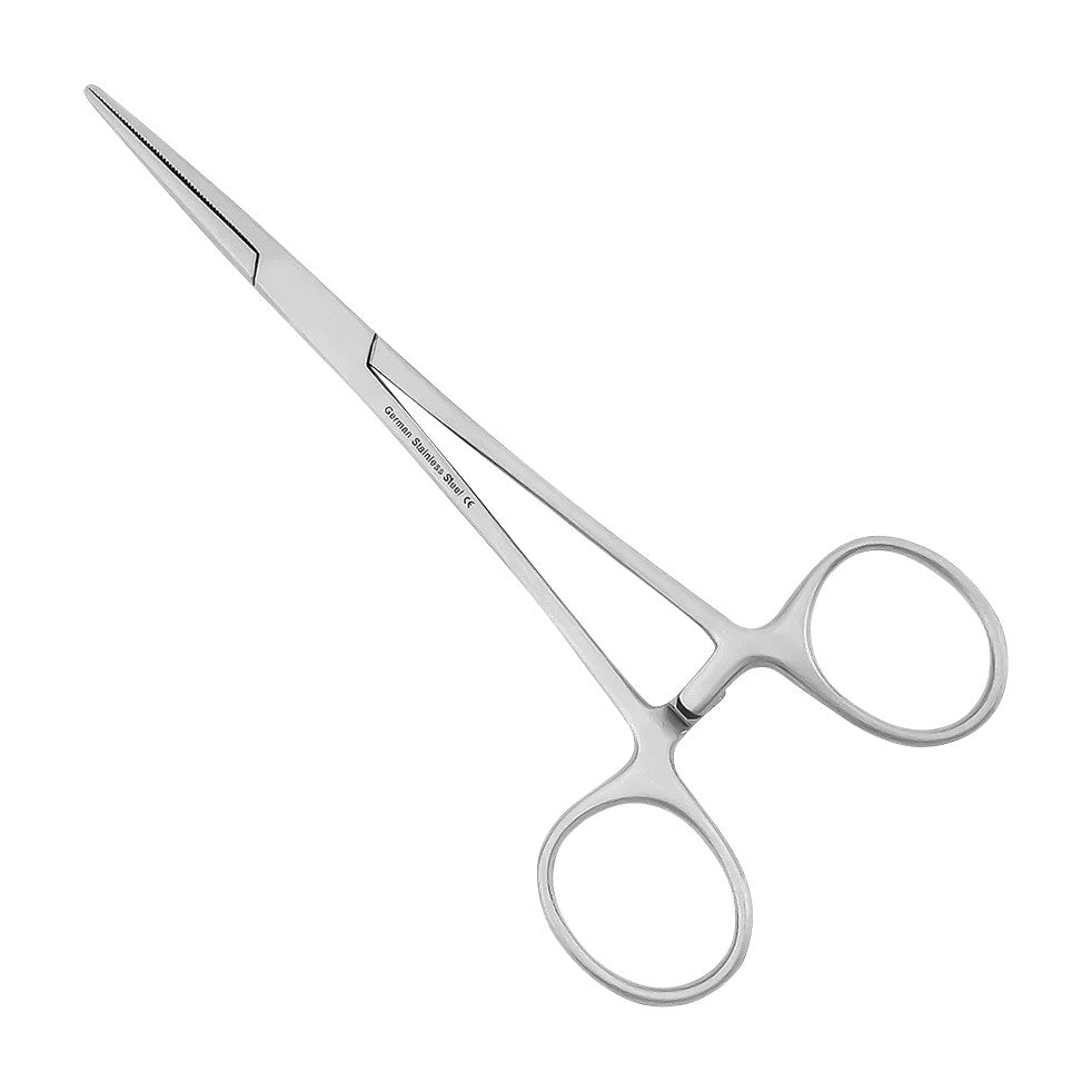 Silver Crile Forceps with a straight design and two loop handles, shown against a white background.