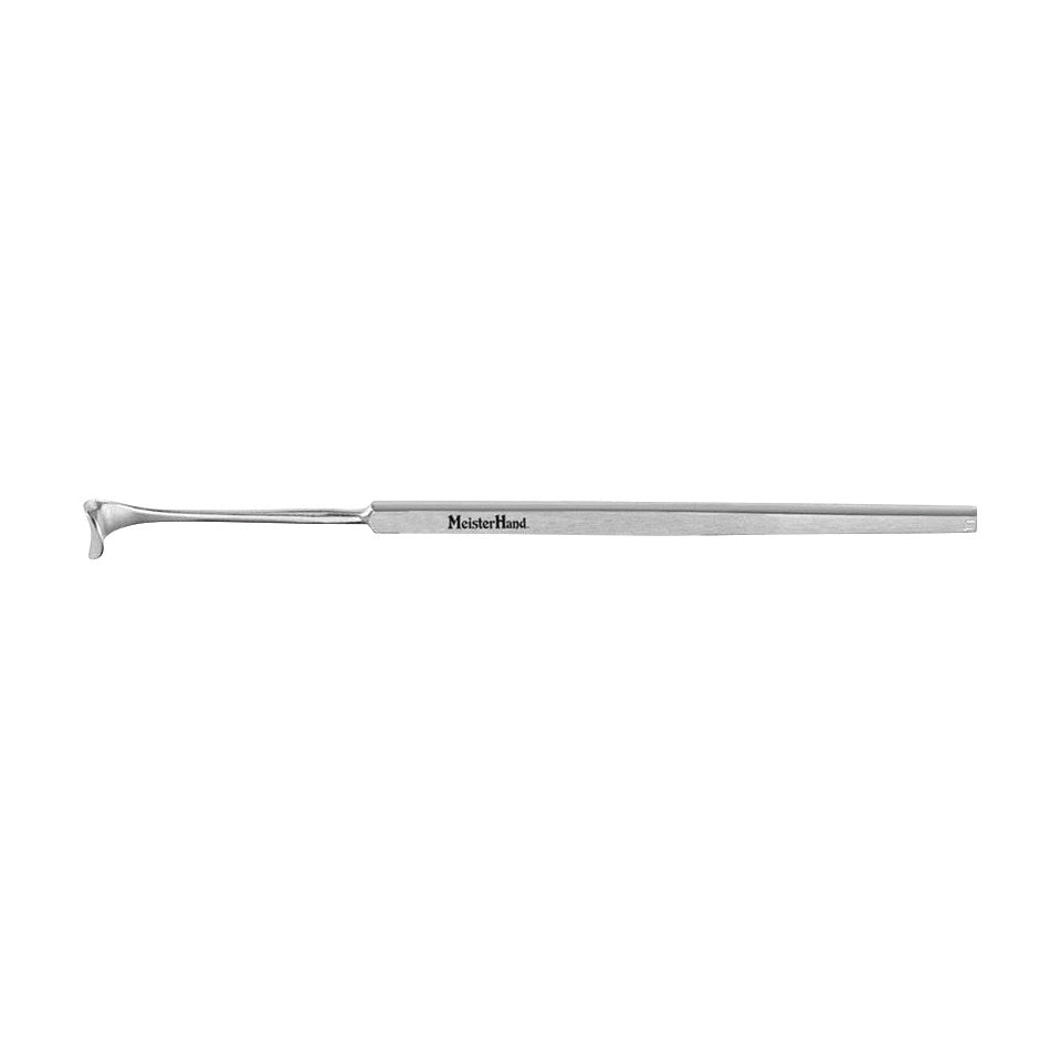 Miltex MeisterHand Desmarres Lid Retractor, a metal surgical instrument with a curved end, designed for lid retraction.