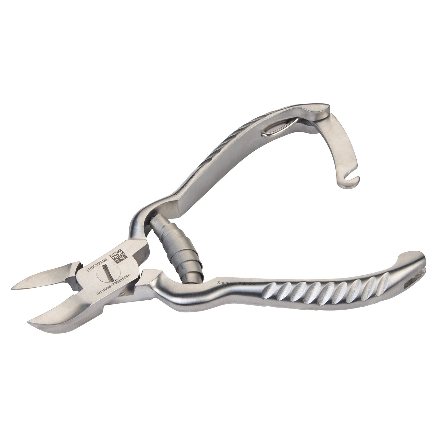 Miltex Nail Nippers, made of stainless steel, featuring a curved handle design and sharp cutting edges for precise nail trimming.
