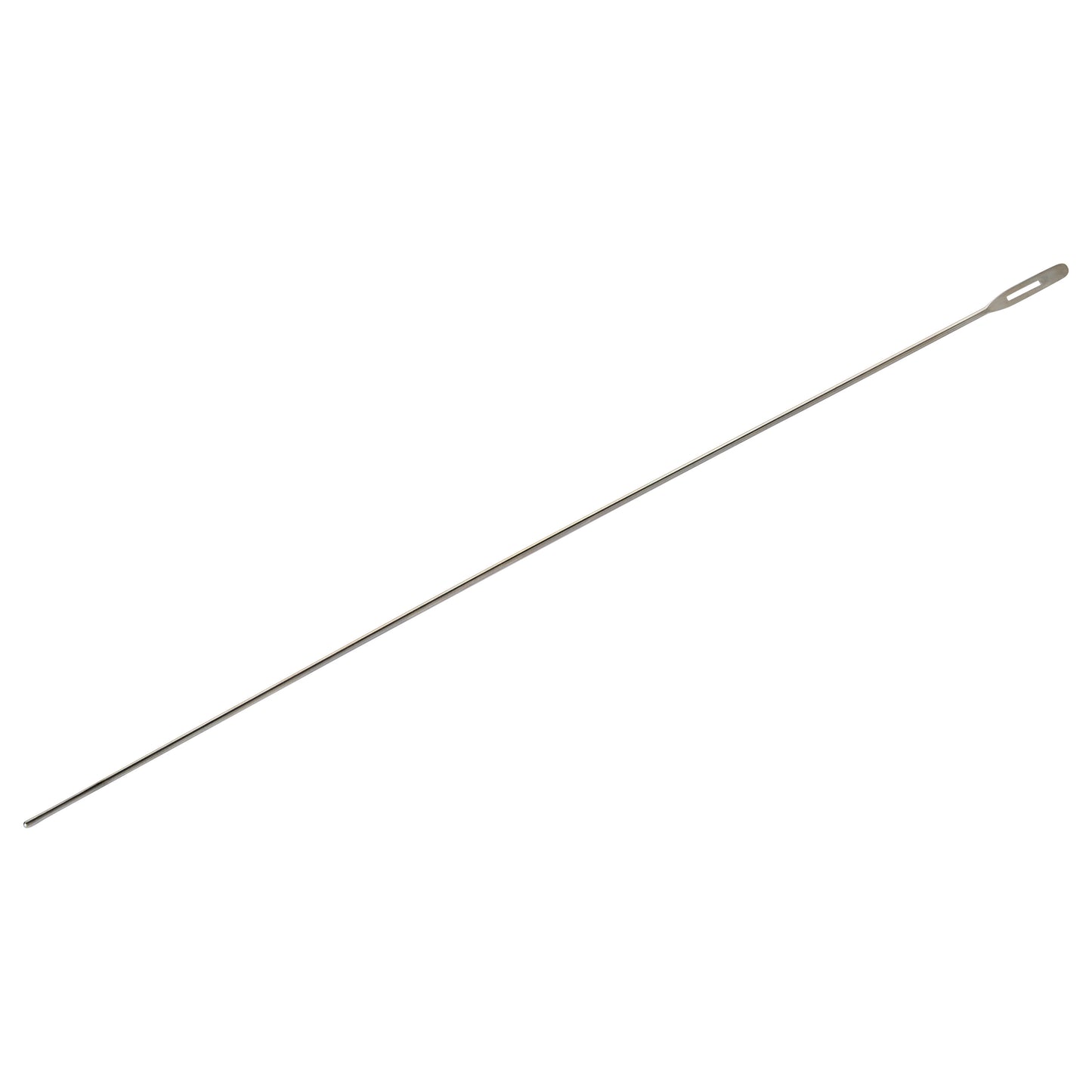 A long, thin metal rod with a hole at one end, labeled "Probe with Eye," on a white background.