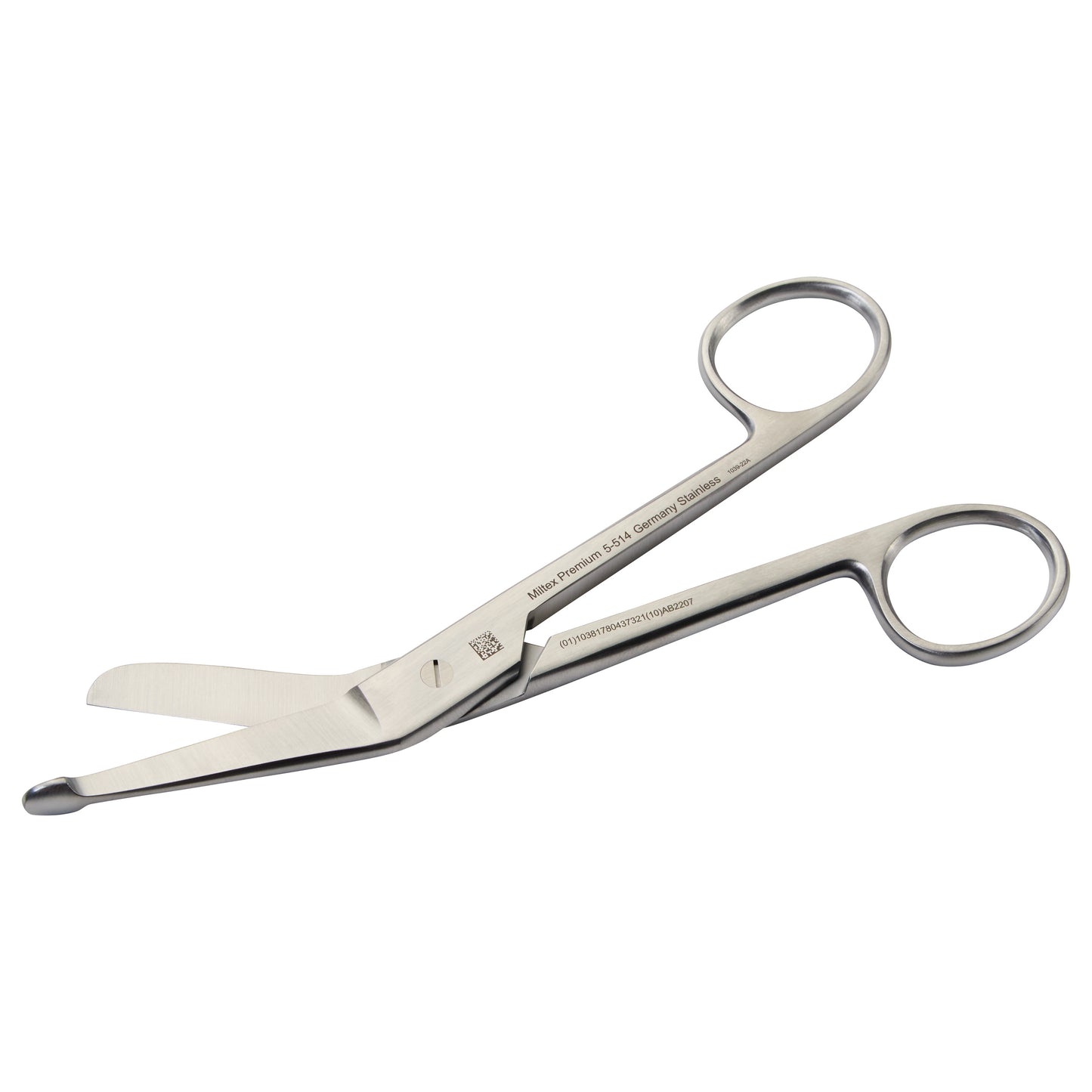 Miltex Lister Bandage Scissors are stainless steel with a blunt tip and angled blade. Designed for cutting bandages safely.