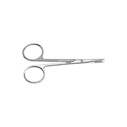 Miltex Metzenbaum Scissors: Surgical-grade stainless steel scissors with two rounded finger rings and long, slender blades.