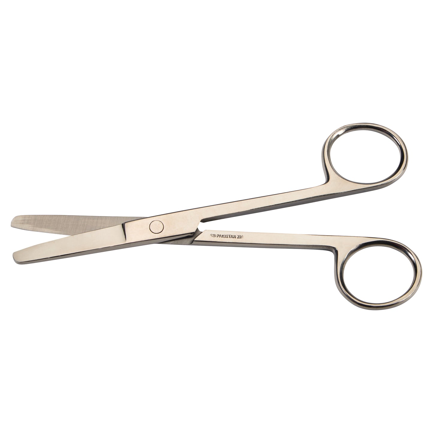 Stainless steel Operating Scissors with blunt tips and finger loops, used for surgical or medical purposes.