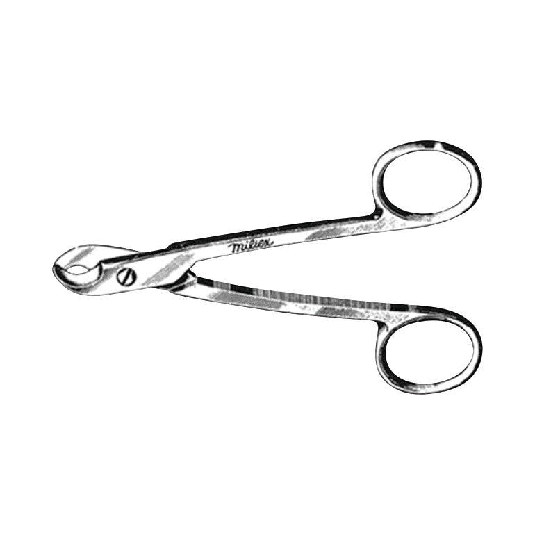 Miltex White Canine Nail Scissors with a scissor design and circular finger grips, featuring curved blades for precise trimming.