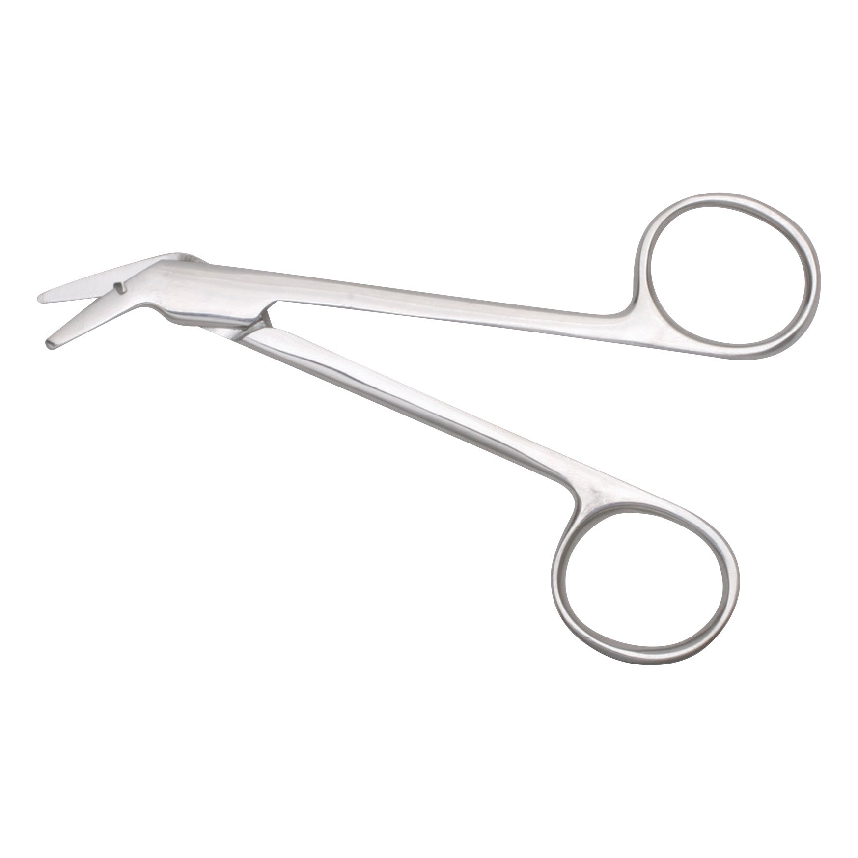 Silver Wire Cutting Scissors with circular finger grips and angled cutting blades.