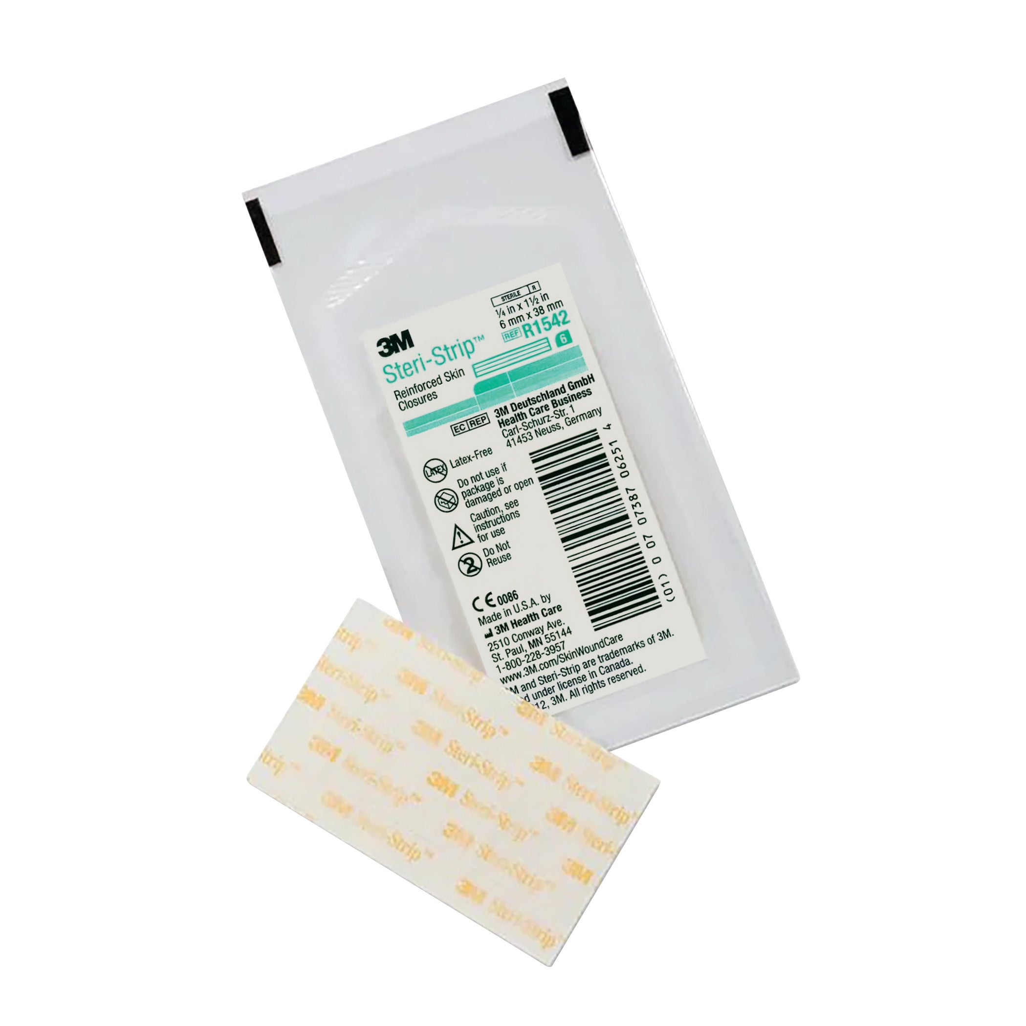 Packaging of 3M Steri-Strip Skin Closures is shown with a white envelope and enclosed strips branded with "3M Steri-Strip."