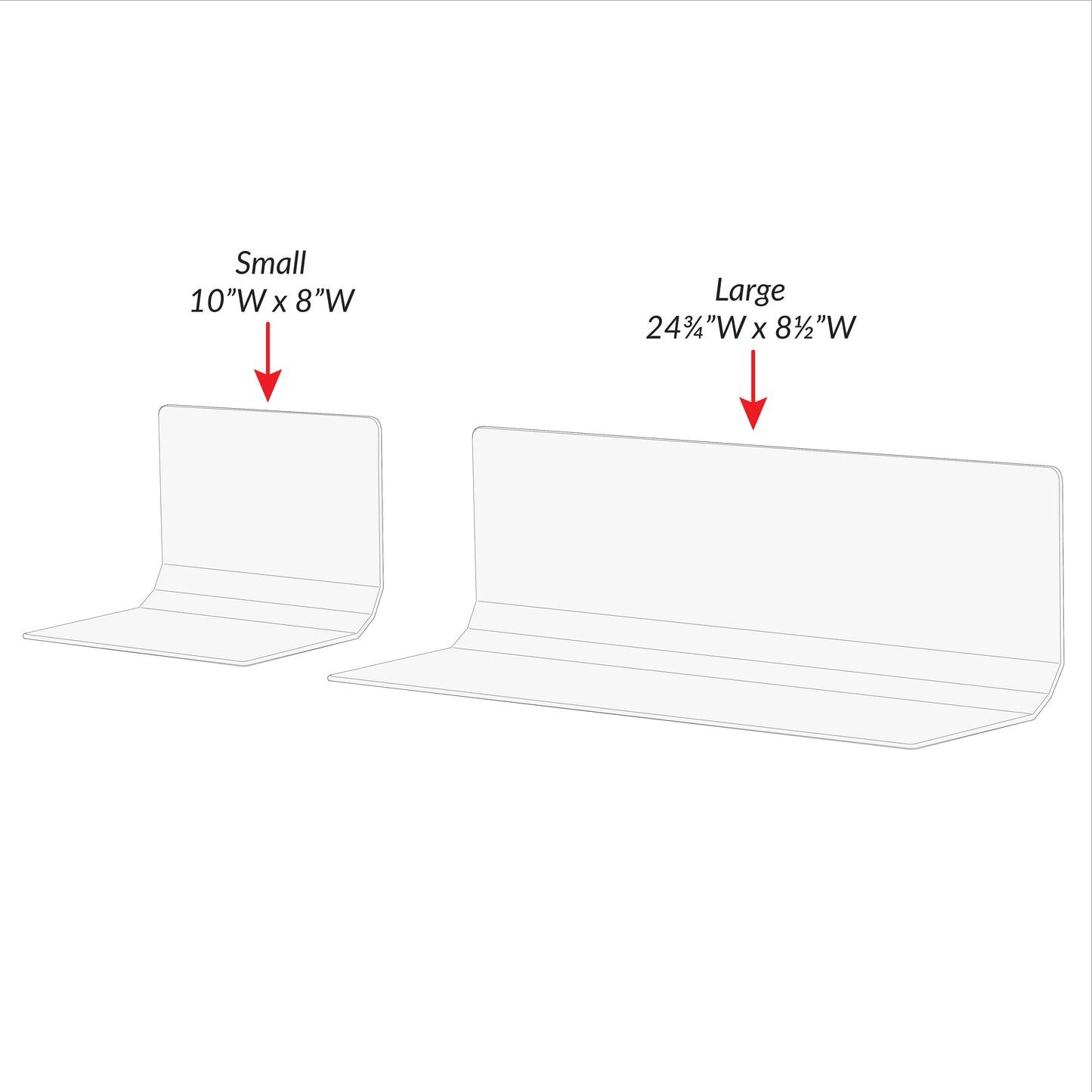 Two AliMed Straight Toboggan Arm/Leg Guards in small and large sizes, with measurements shown.