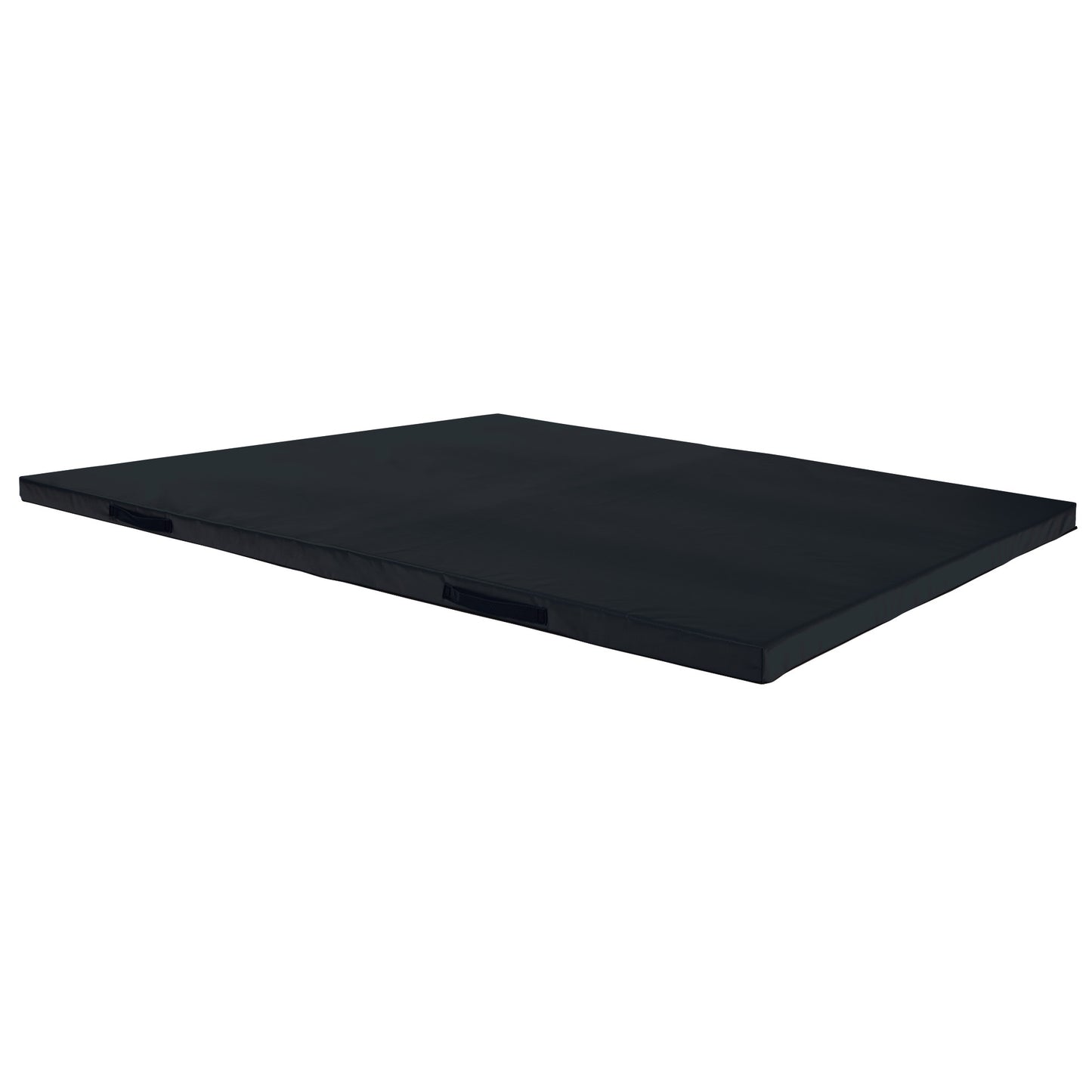 AliMed Universal Non-Folding Mat in black, displayed flat with side handles, designed for therapy or exercise purposes.