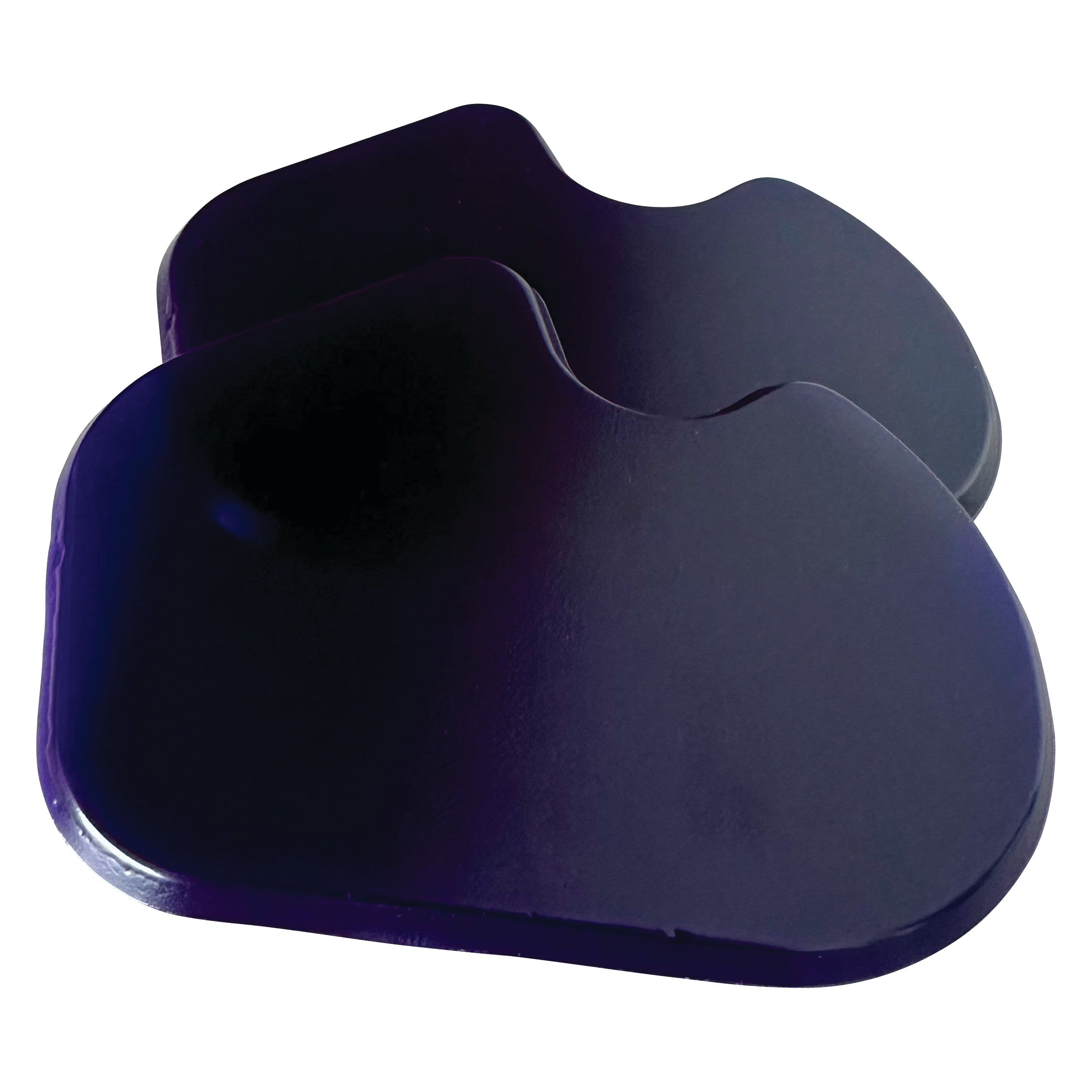 Two purple Gel Dancer Met Pads with curved edges and a slightly raised center.