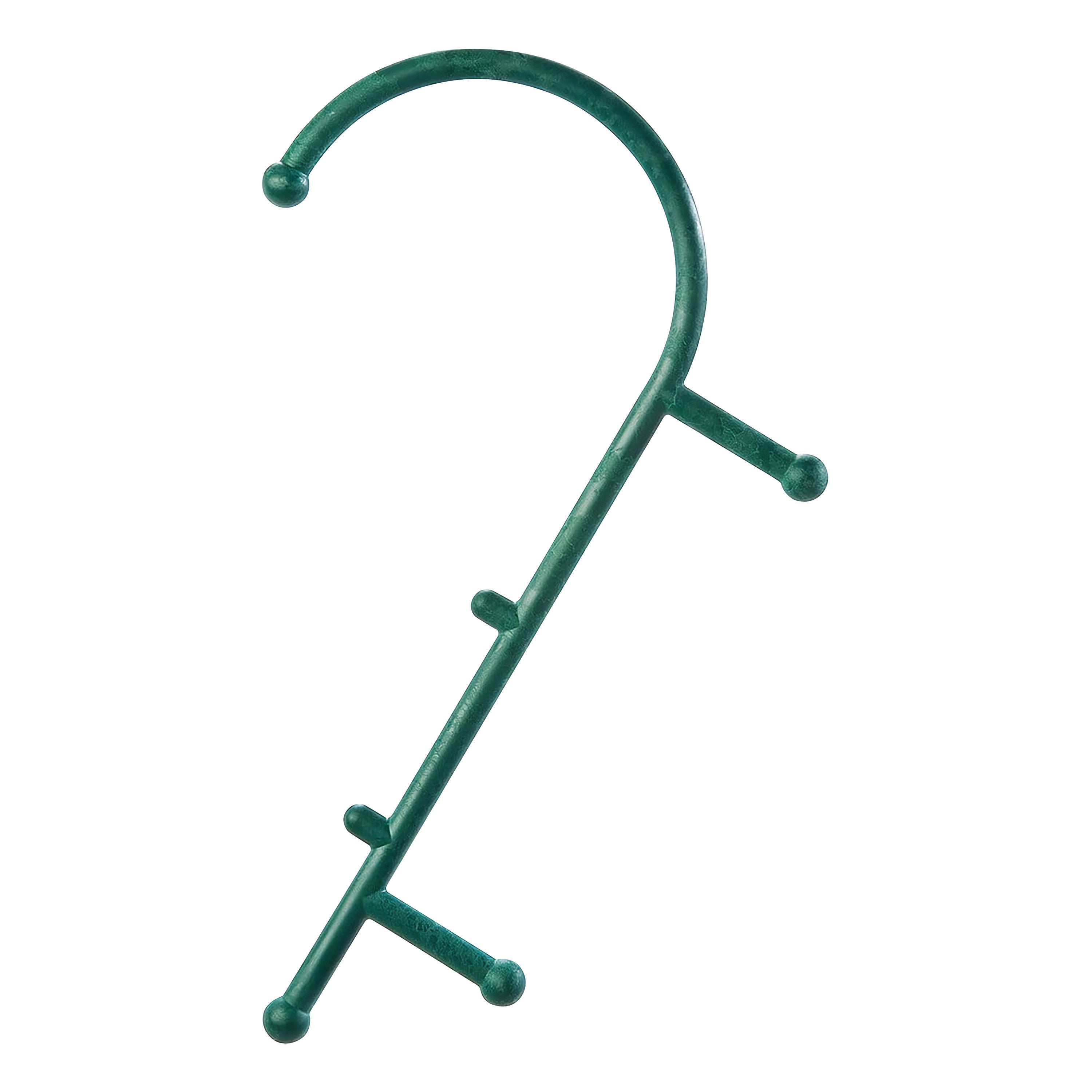 The Thera Cane Massager, a green therapeutic self-massage tool, features a hook shape with multiple nodes for pressure point relief.
