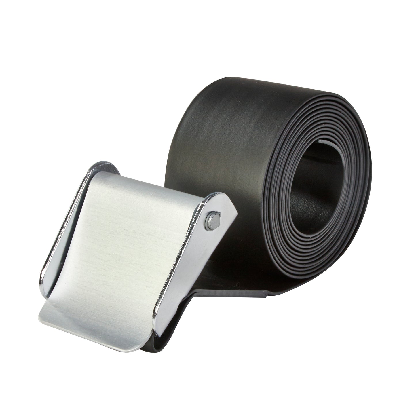 AliMed VeriClean Single Operating Room Table Straps are shown here. The black strap is coiled with attached metal buckles.