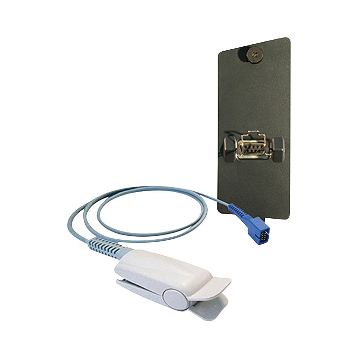 SpO2 Chip OX Module for ADC ADView 2 Modular Diagnostic Station, featuring a finger clip sensor and blue connector cable.