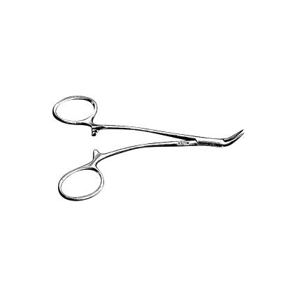 Peet Splinter Forceps with a curved tip and looped handles, designed for gripping small objects or removing splinters.