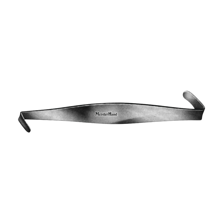 The Miltex MeisterHand Crile Retractor is shown with a curved, stainless steel design and handles slightly bent at the ends.