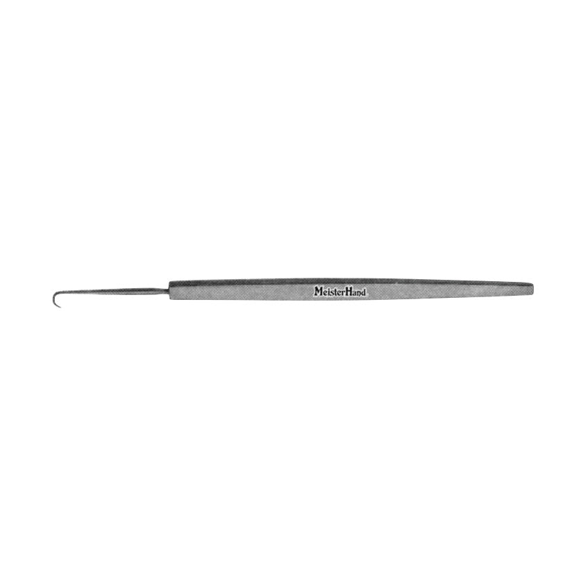 Miltex MeisterHand Skin Hook, a slender metal surgical tool with a hooked tip and a textured handle, used in medical procedures.