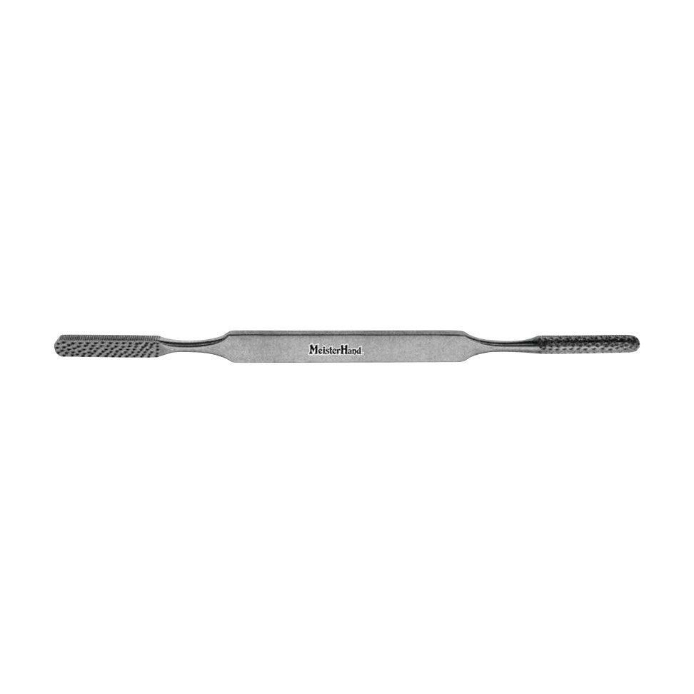 A Miltex MeisterHand Fomon Rasp, a double-ended surgical instrument with textured surfaces on both ends for shaping bone.