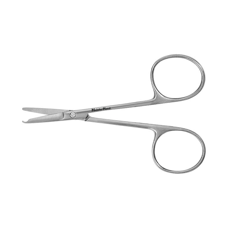 Miltex MeisterHand Spencer Stitch Scissors with a bent shank and blunt tip, designed for removing sutures.