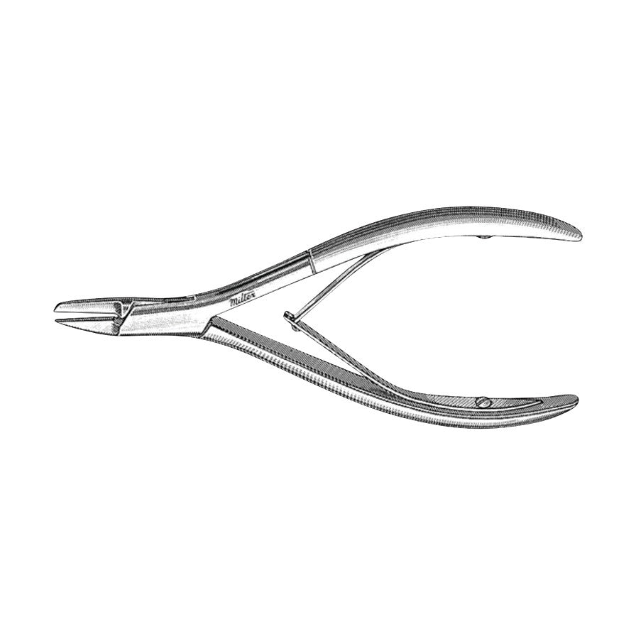 Miltex Nail Splitter, a surgical tool with curved handles and sharp, pointed tips, designed for precise nail splitting tasks.