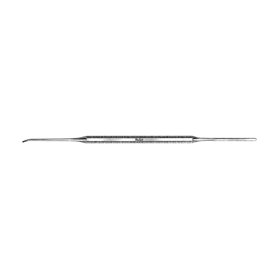 Miltex Probe and Packer, a double-ended dental tool with a straight end and a curved end, is shown against a plain white background.