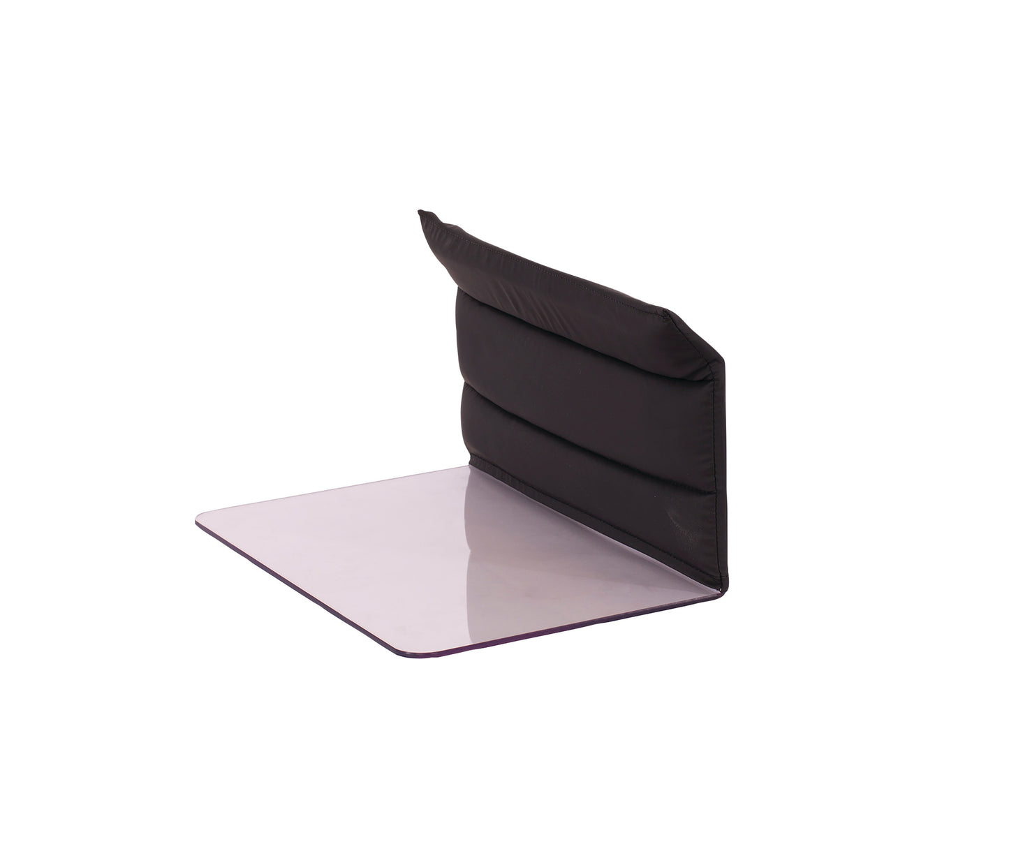 Replacement Pad for KYRA Arm Protection Shield with a black padded section and a transparent flat base, isolated on a white background.
