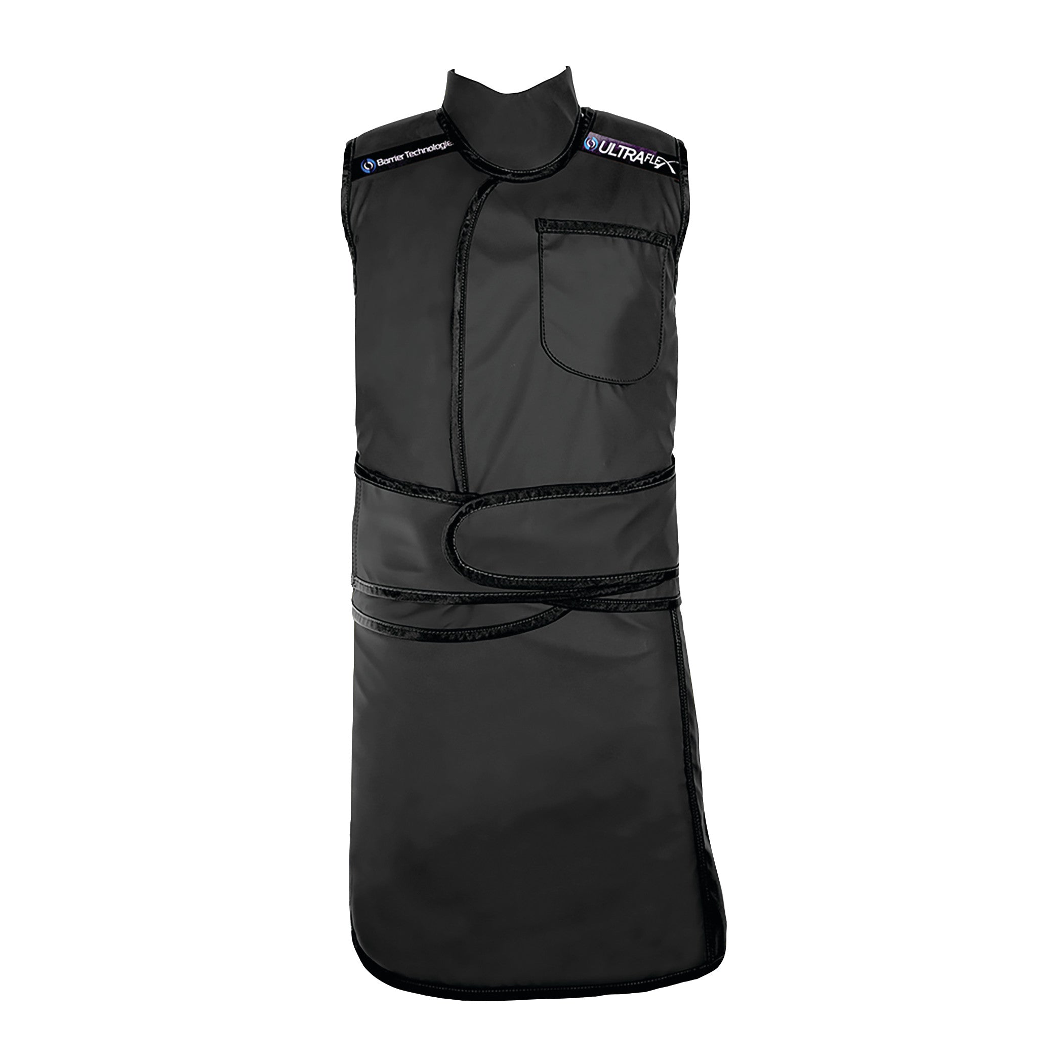 Black Barrier Technologies UltraFlex Vest and Skirt with pocket and hook and loop closure, designed for protection.
