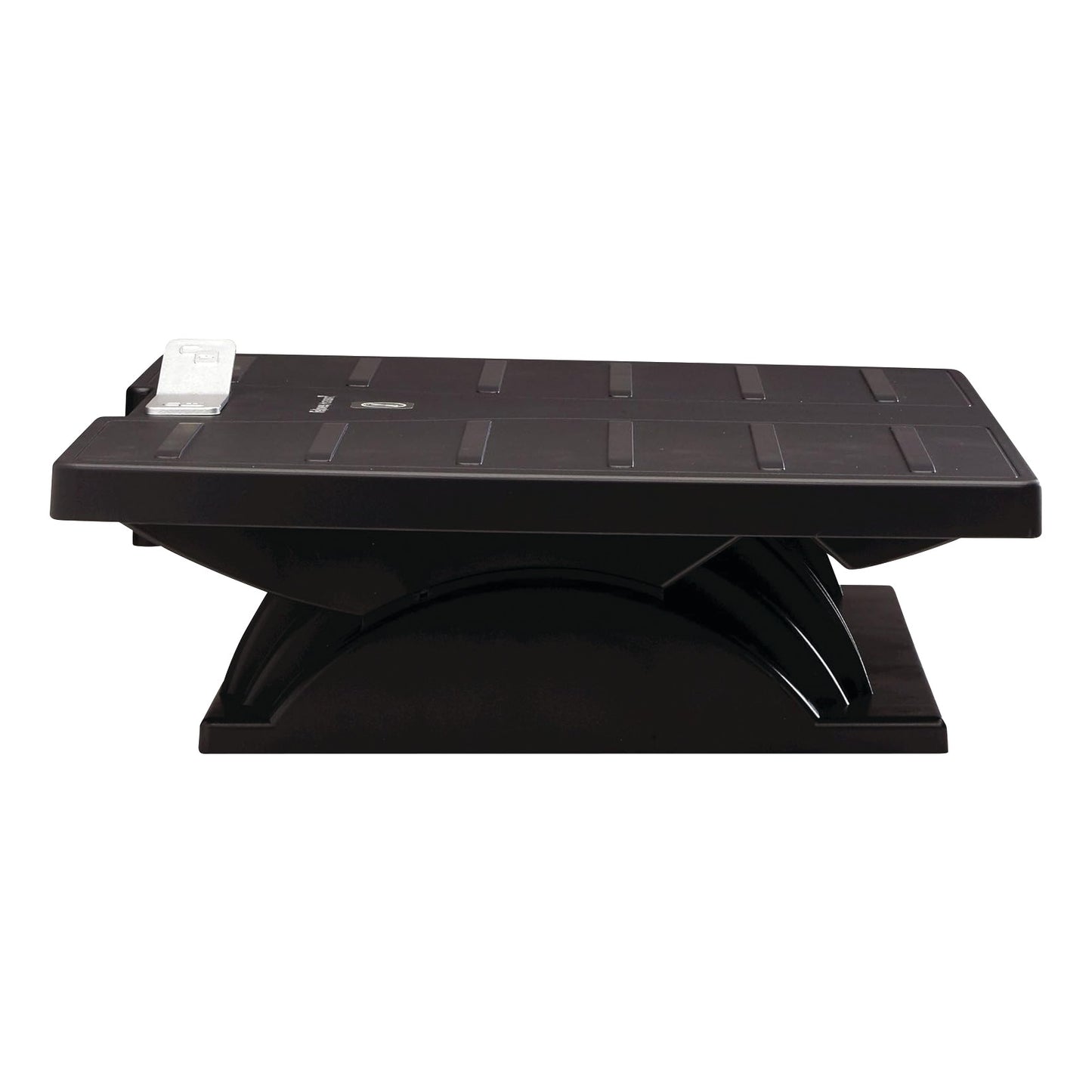 Black Adjustable Footrest with Microban, featuring a flat, textured surface and an angled support base for ergonomic comfort.
