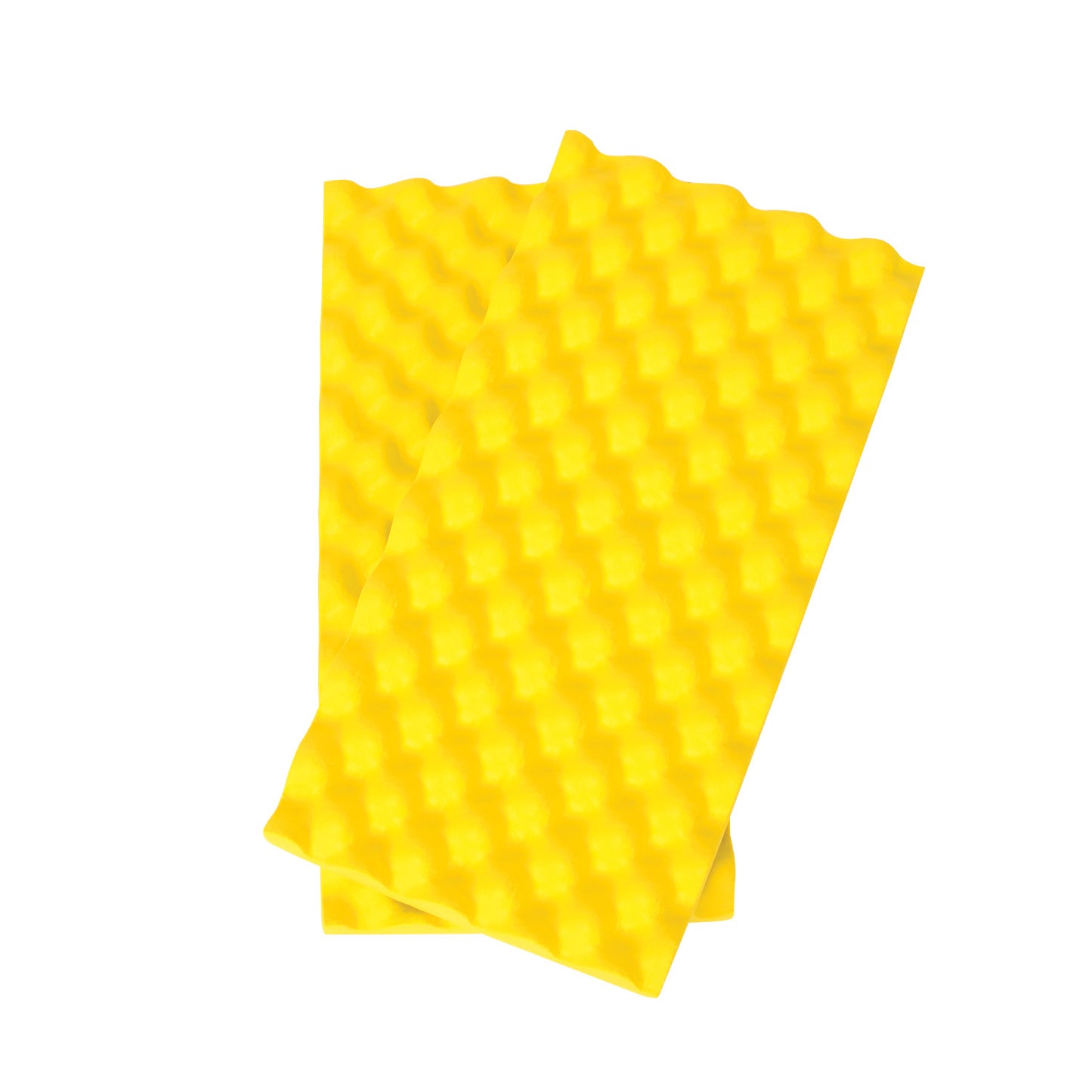 A pair of AliMed Protecta-Coat Egg Crate Waterproof Ulnar Pads in bright yellow, featuring a textured surface with raised squares.