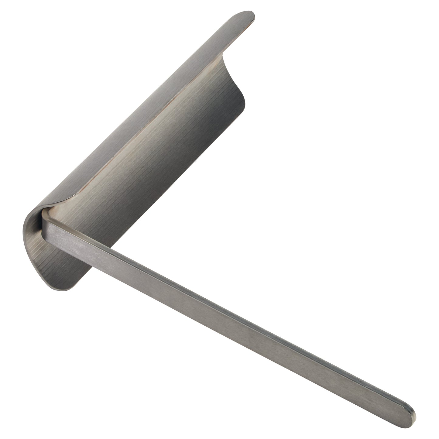 AliMed TKR Footrest, a metal orthopedic support tool with a curved top and flat base, designed to aid in knee recovery.