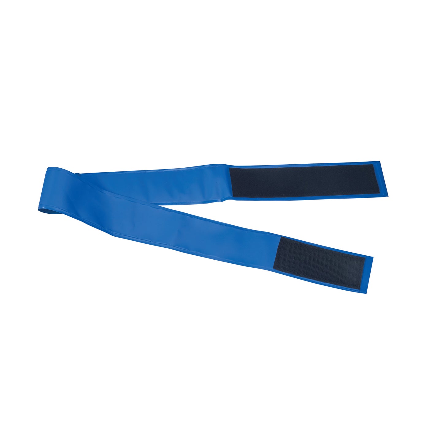 An AliMed AliBlue Gel Armboard Strap. It is a blue strap with black hook and loop fasteners at each end.