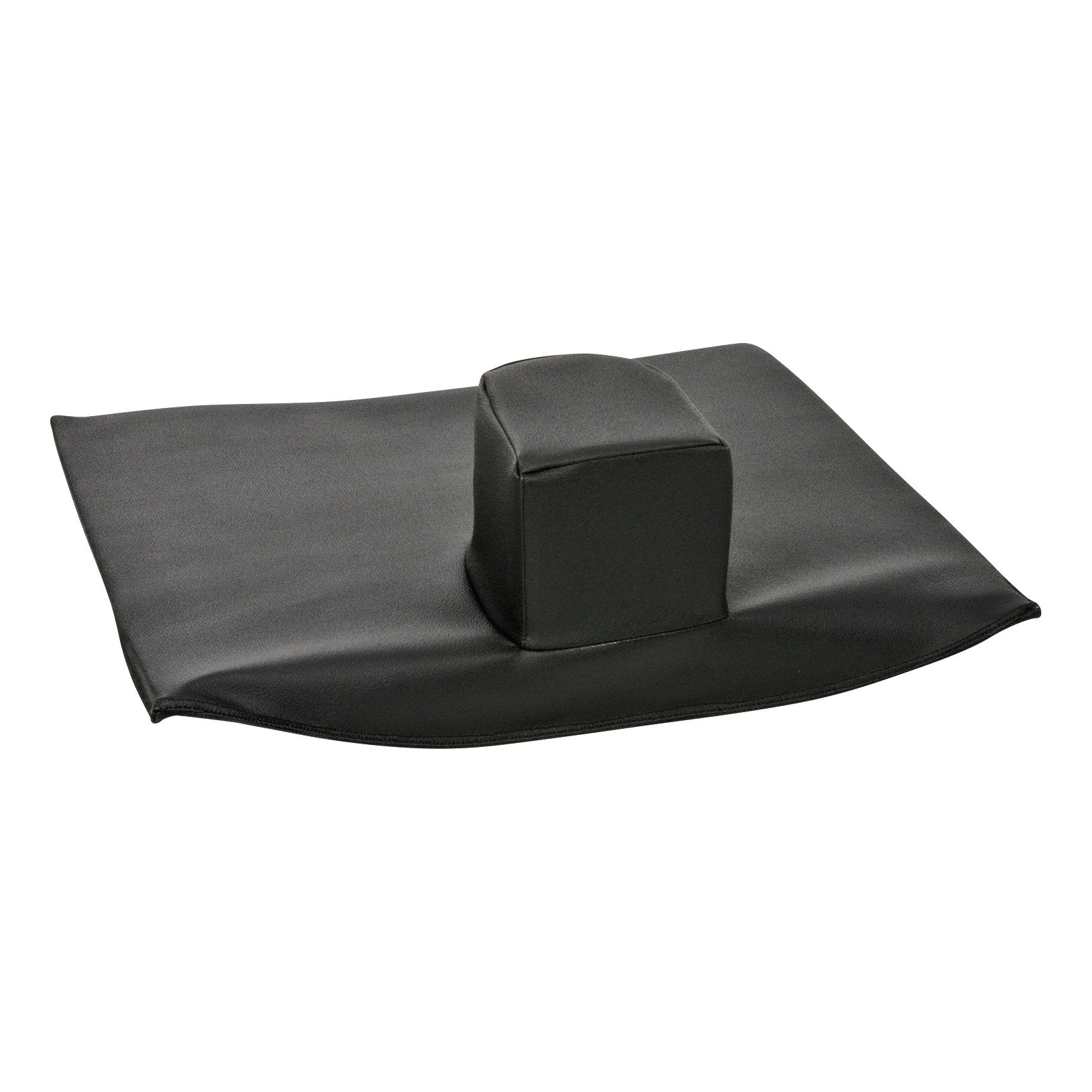 AliMed Semirigid Pommel Stroke Wheelchair Cushion with Solid Seat Insert in black, featuring a raised center pommel and flat base.