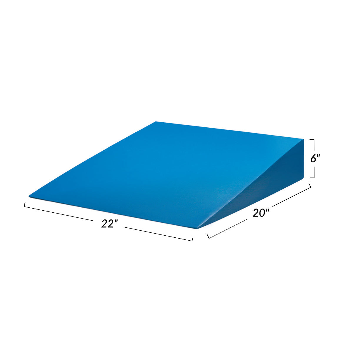 AliMed Antimicrobial-Treated Therapy Positioning Wedge, blue, measures 22" x 20" x 6", with a sloped surface for support.