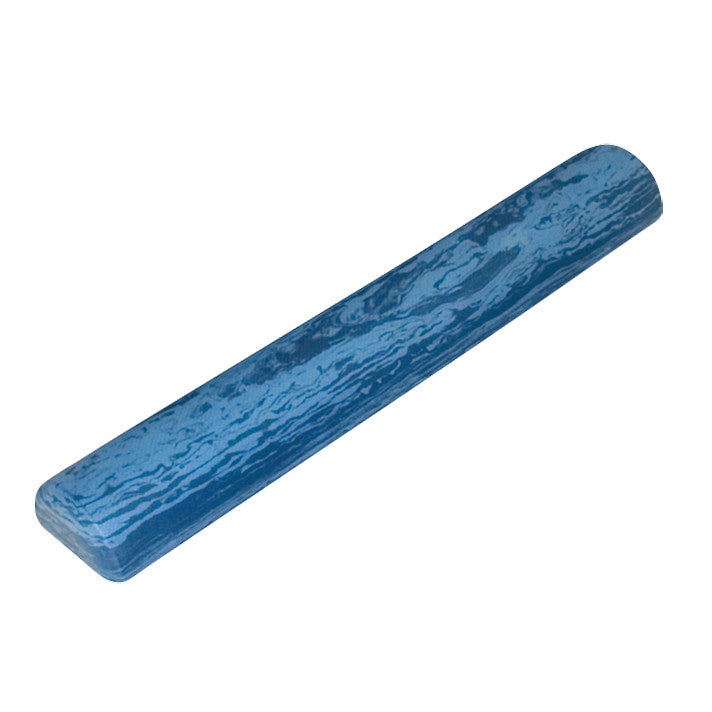A blue CanDo EVA Mottled Foam Roller with a textured, marbled surface, designed for physical therapy and exercise.
