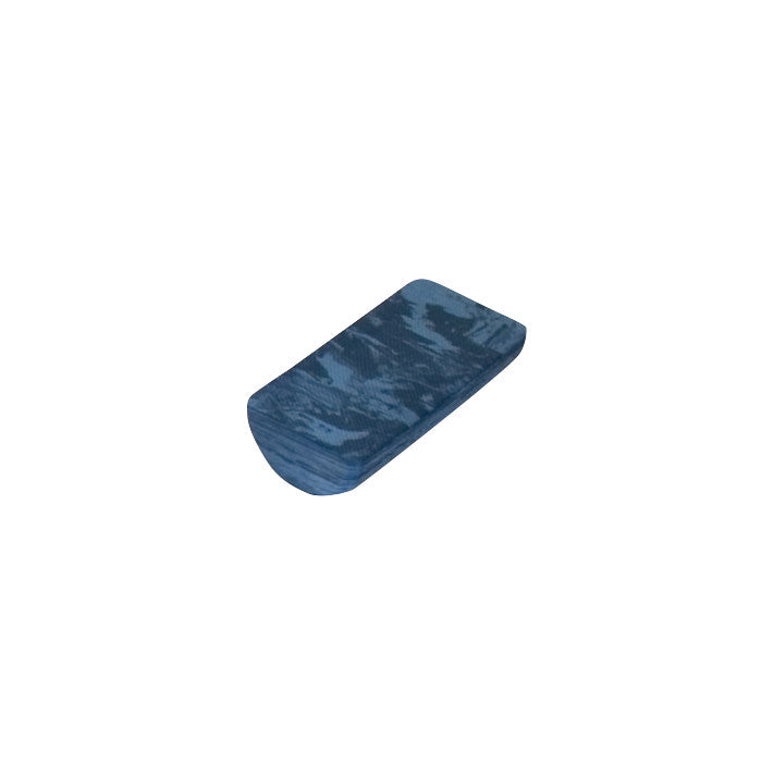 The image shows a CanDo EVA Mottled Foam Roller with a blue mottled pattern and a rectangular shape on a white background.