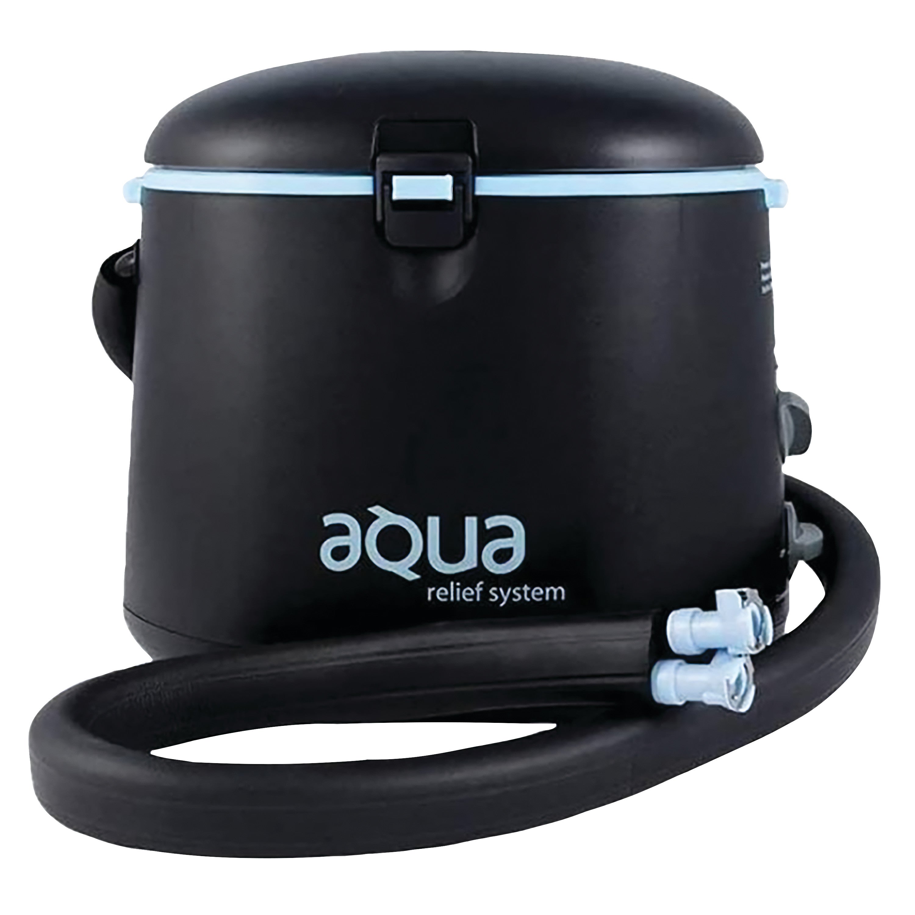 Pain Management Technologies Hot/Cold Therapy Aqua Relief System, a black cylindrical device with hoses for therapeutic use.