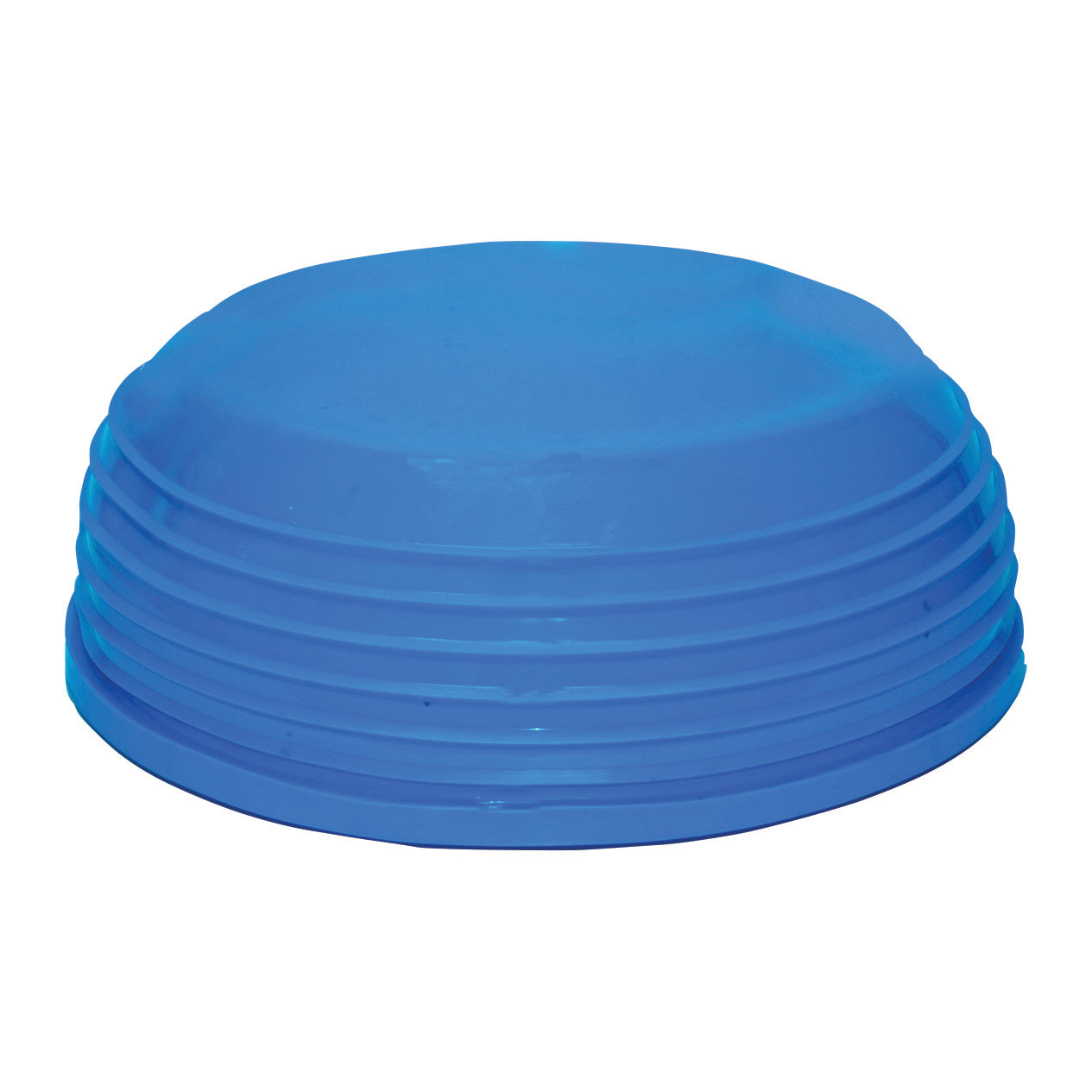 The CanDo Wobble Ball is a blue, rounded, stackable exercise tool used for balance training and physical therapy.