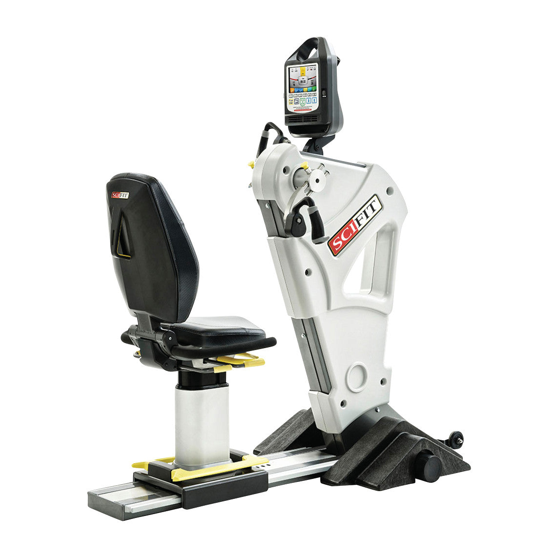 SciFit PRO1000 Upper Body Exerciser features an adjustable seat and console for upper body workouts.