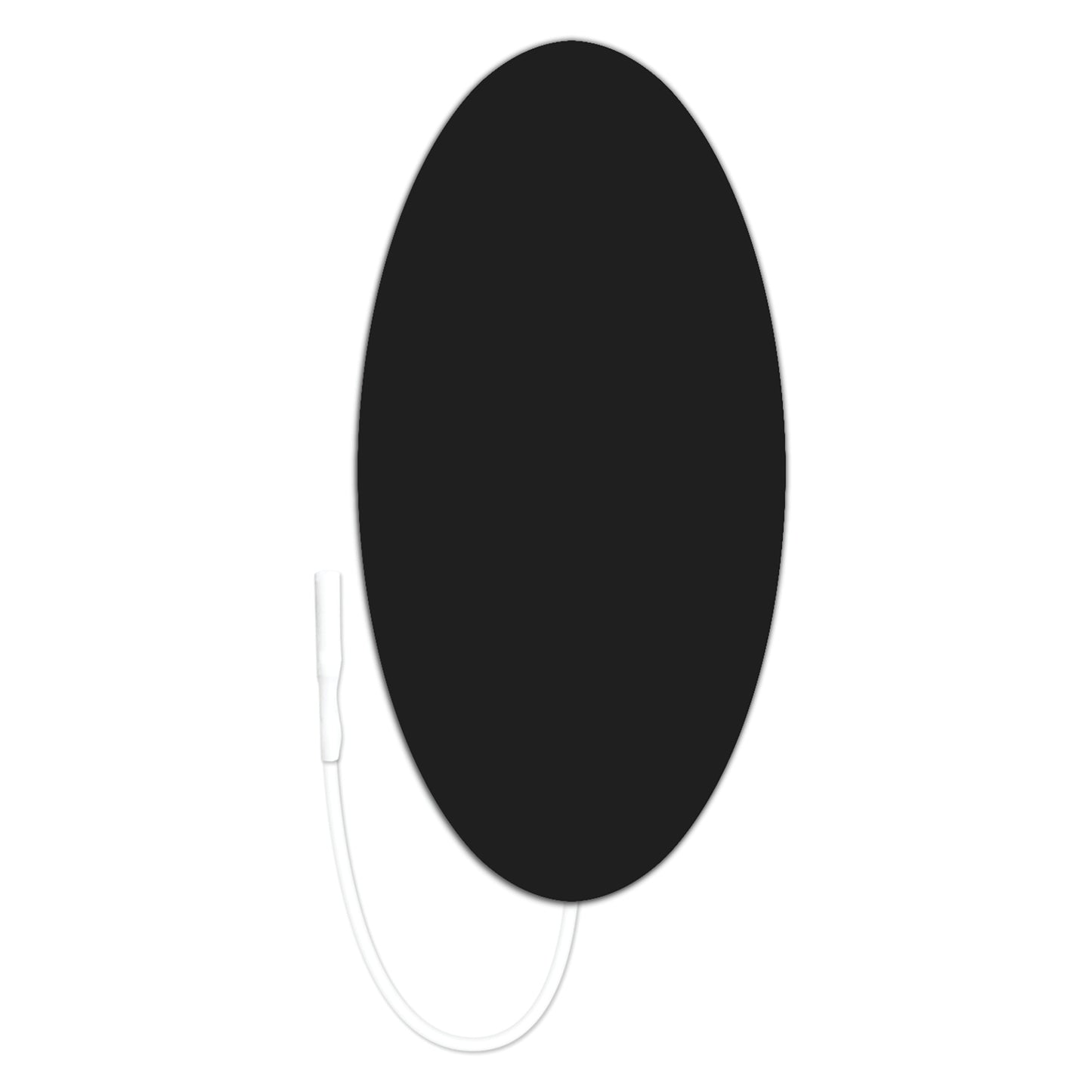 ValuTrode Cloth Electrode features an oval black pad with an attached white wire designed for electrotherapy applications.