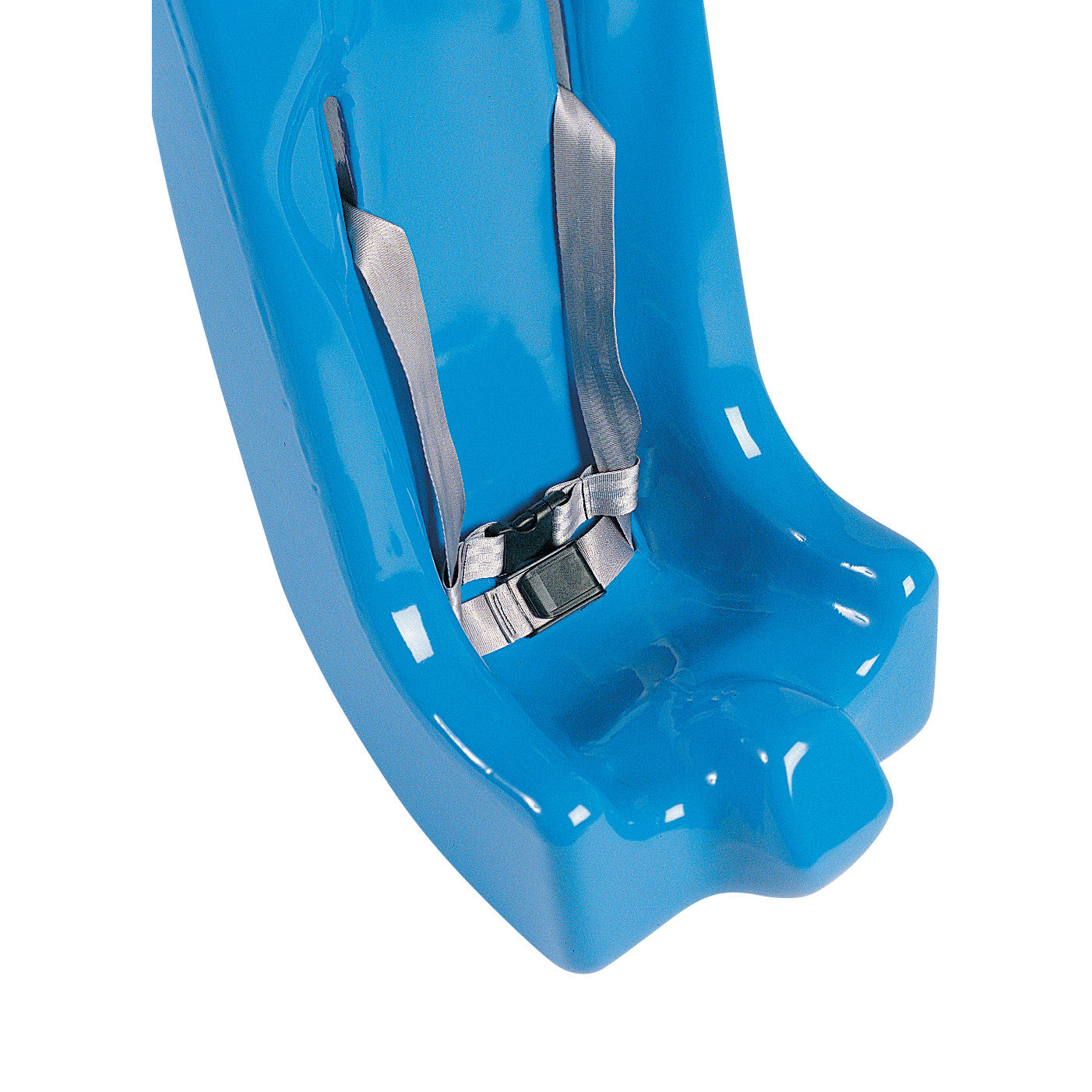 Blue Tumble Forms2 Feeder Seat with adjustable grey straps and a safety buckle, designed to provide support and positioning.