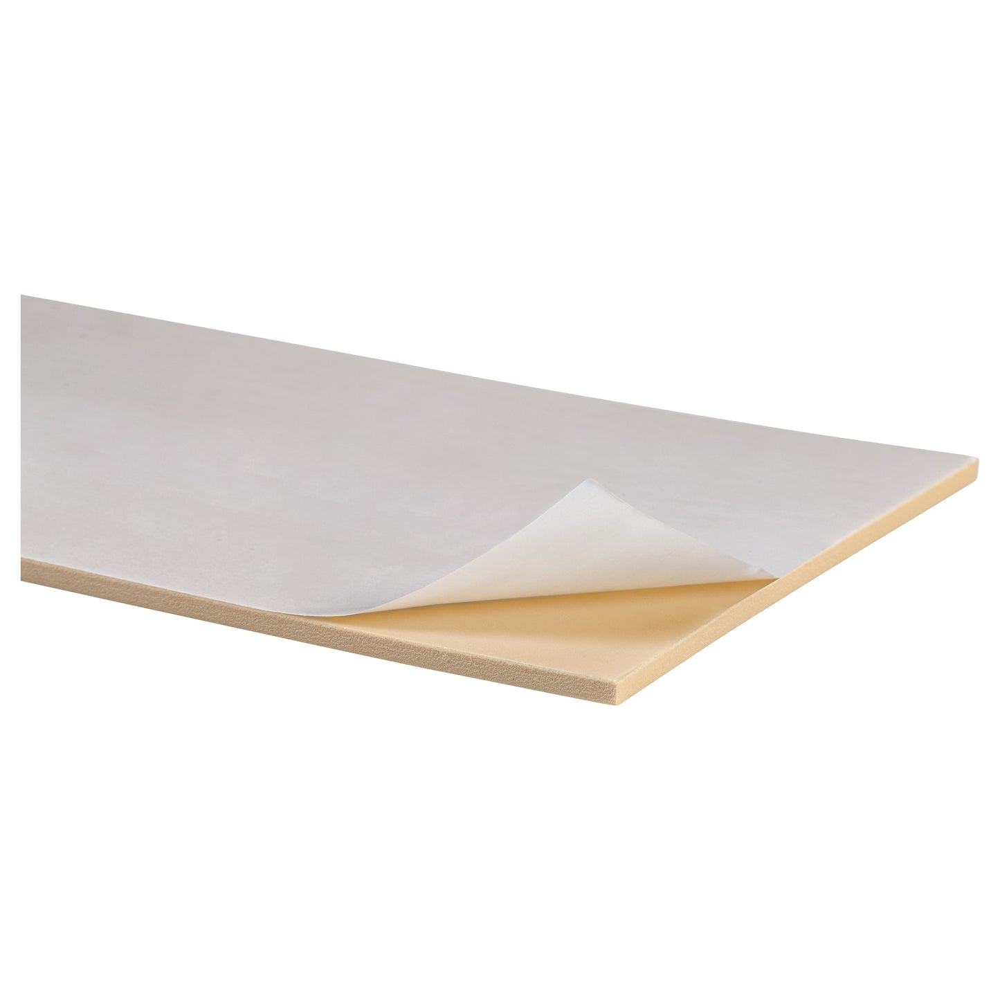 AliMed NickelPlast-S Self-Stick Posting Strip, featuring a peel-off backing layer, rests on a white surface with beige foam.