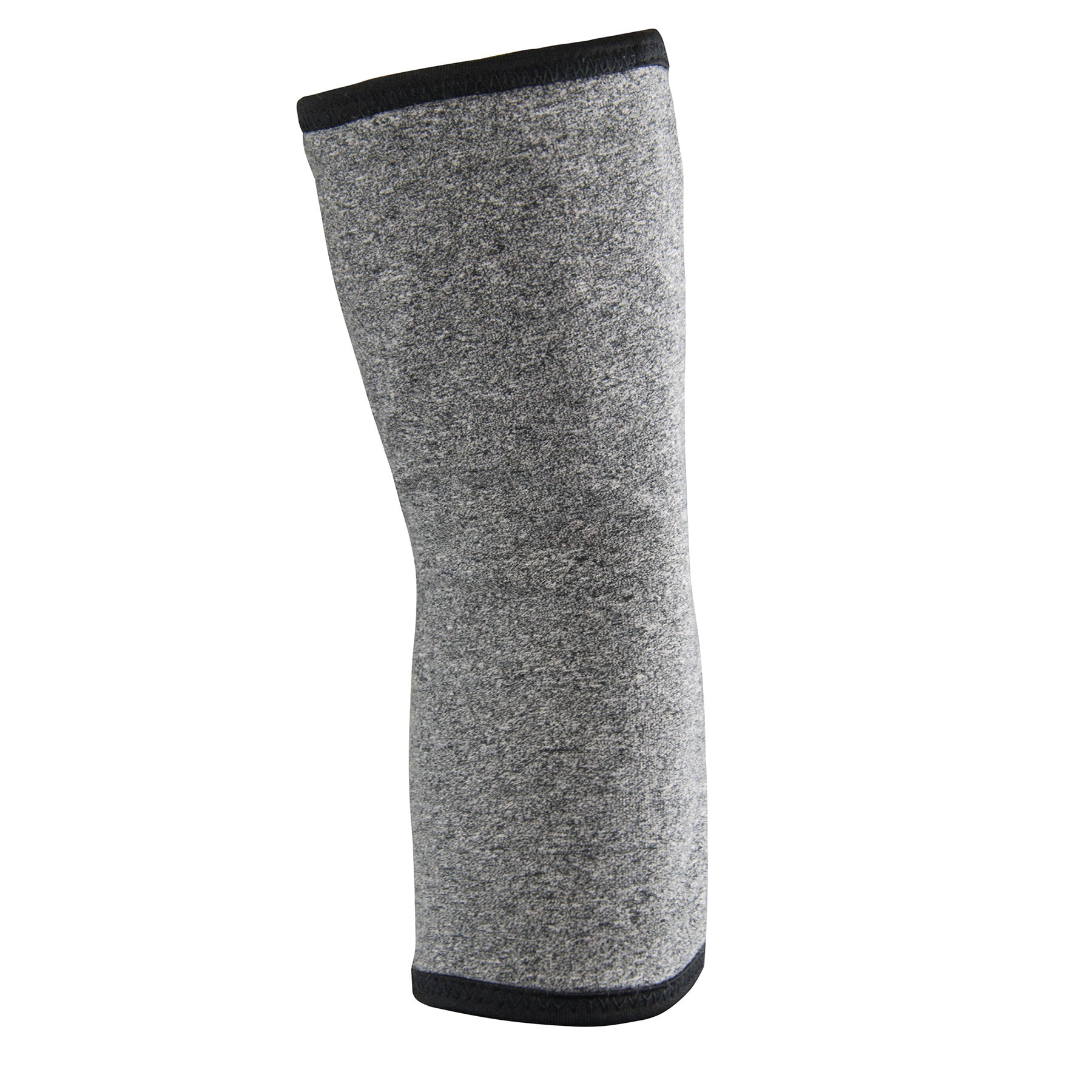 The Brownmed IMAK Compression Arthritis Elbow Sleeve is shown, featuring a grey textured fabric with black trim edges.