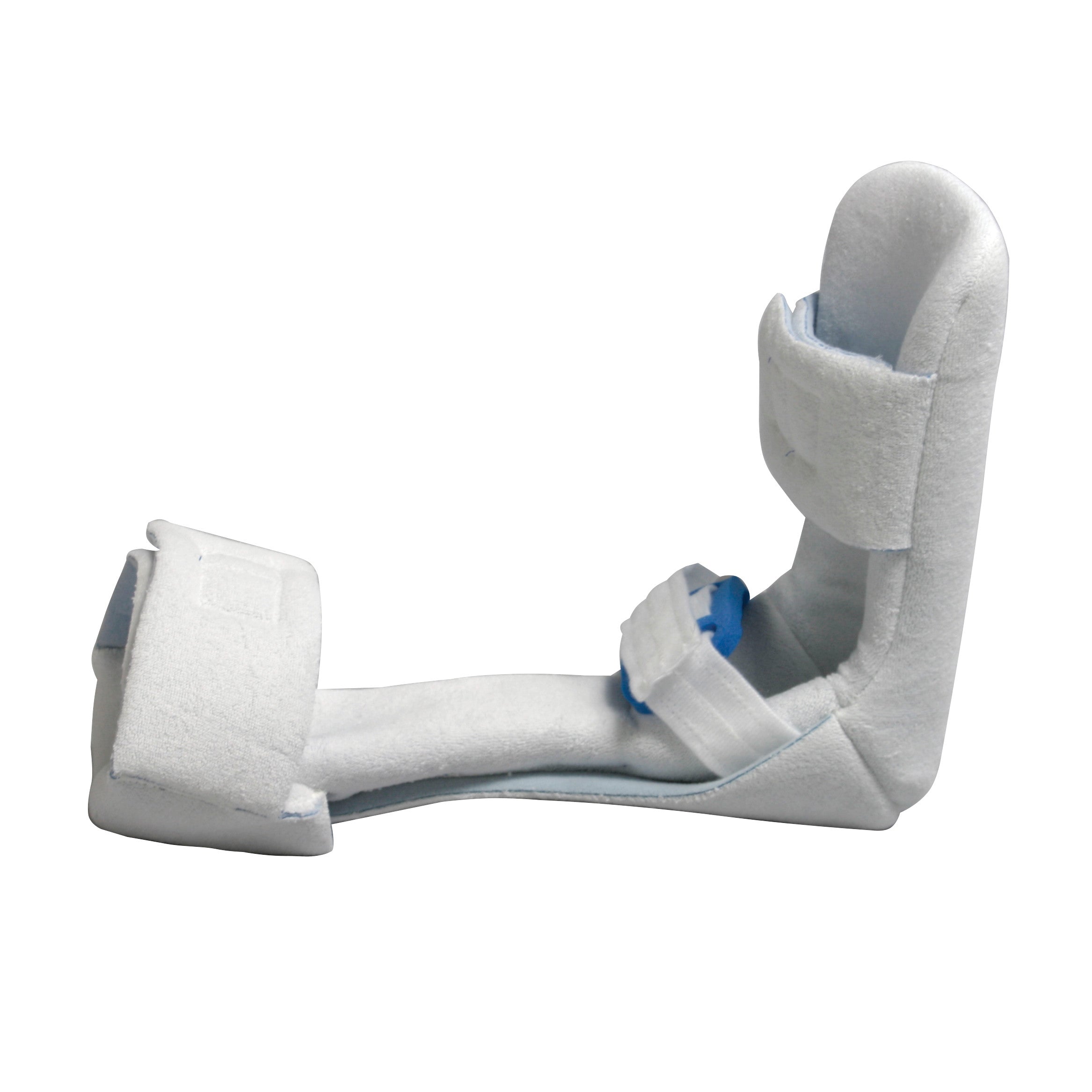 The AliMed Plantar Fasciitis Night Splint II is a white padded orthopedic device with adjustable straps for the foot and ankle.