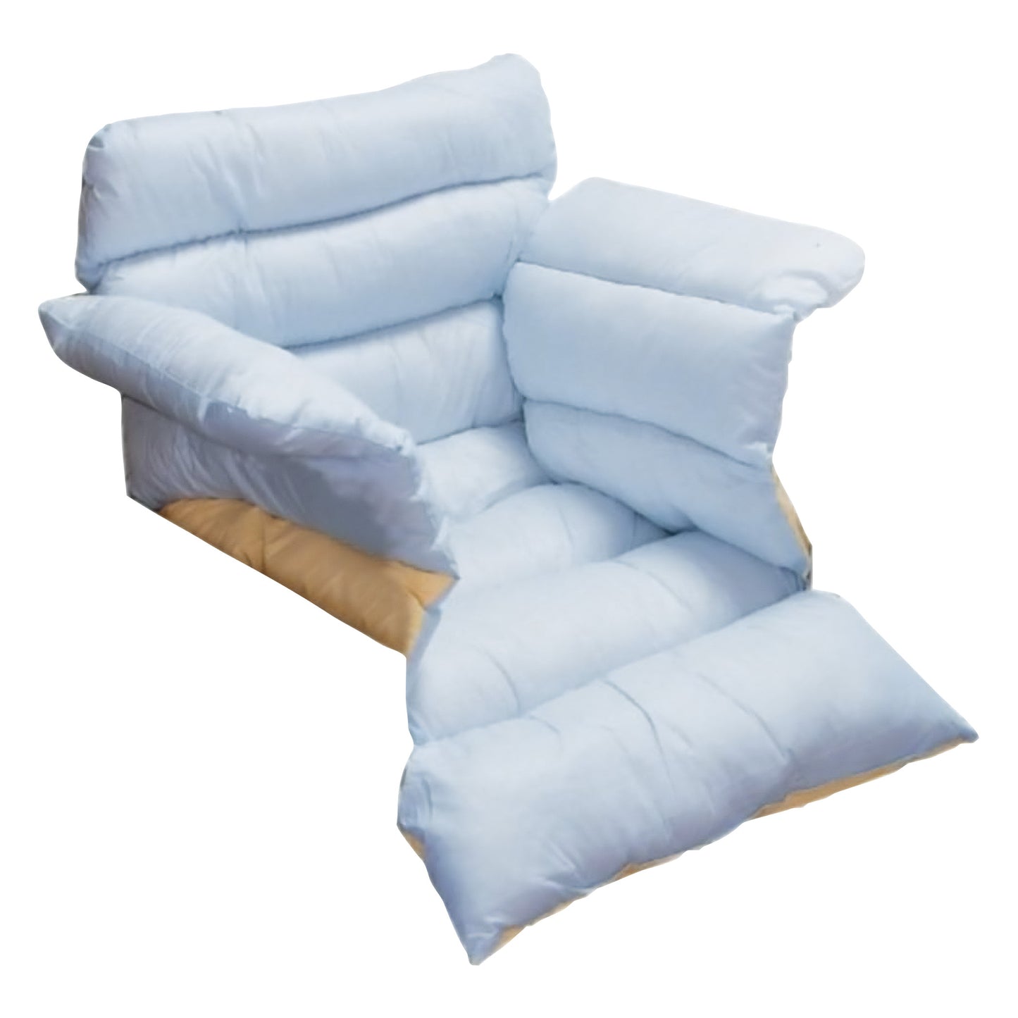 The Spenco Wheelchair Padding is a soft, cushiony cover in light blue padding on the sides and back.