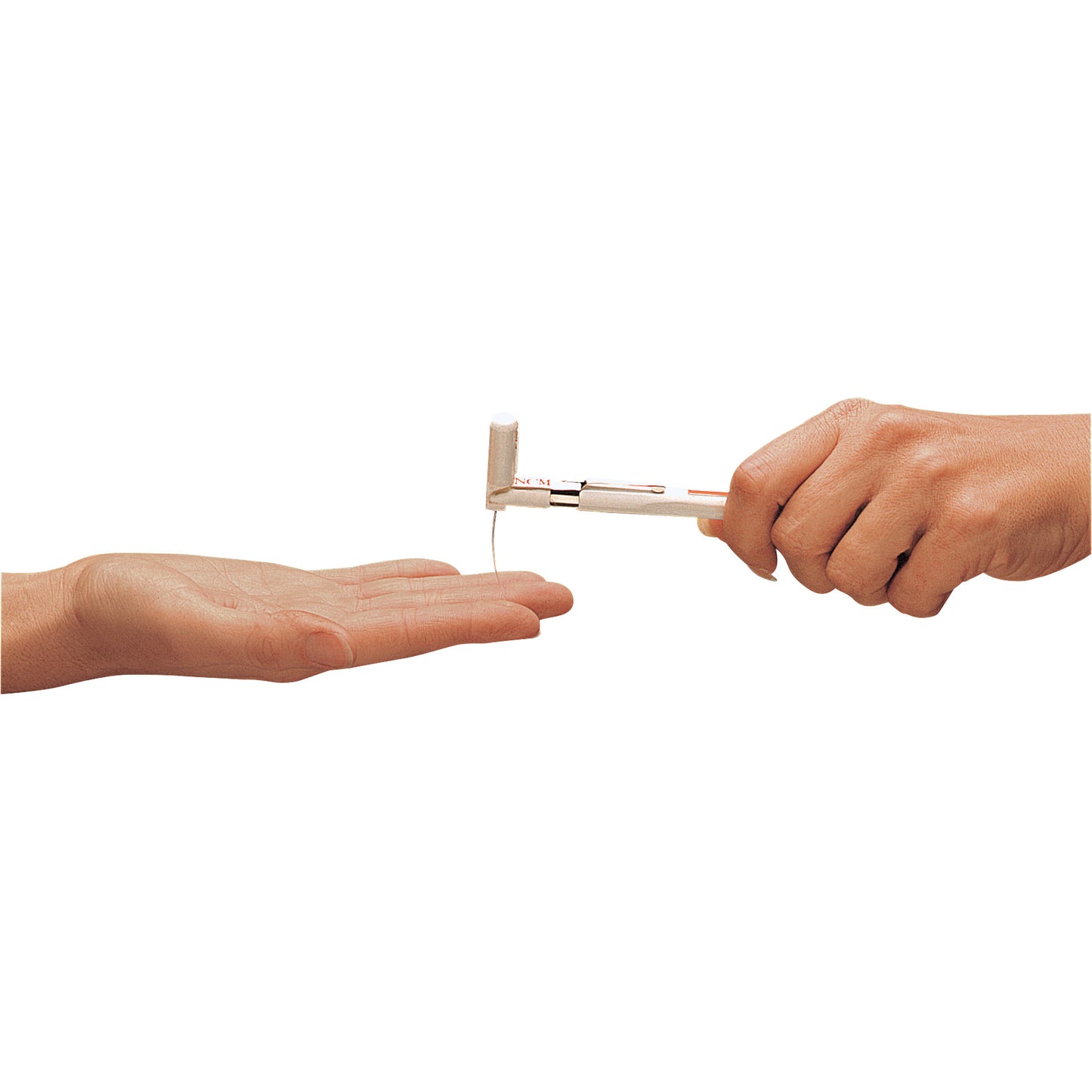 Two hands demonstrate the "Touch-Test Hand Sensory Evaluator Kit," with one holding a sensory tool over an open palm.