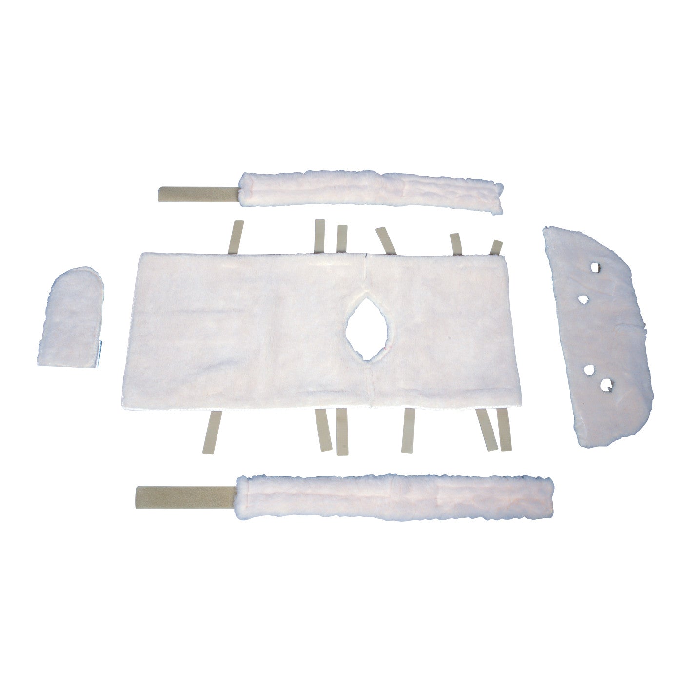The image displays the AliMed CPM Pad Kit, consisting of multiple soft padded components designed for comfort and support.