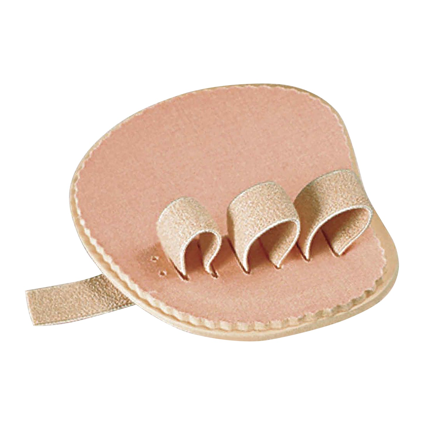 PediFix Toe Straightener with a soft pad and three fabric loops designed to help align toes, shown in a nude color.