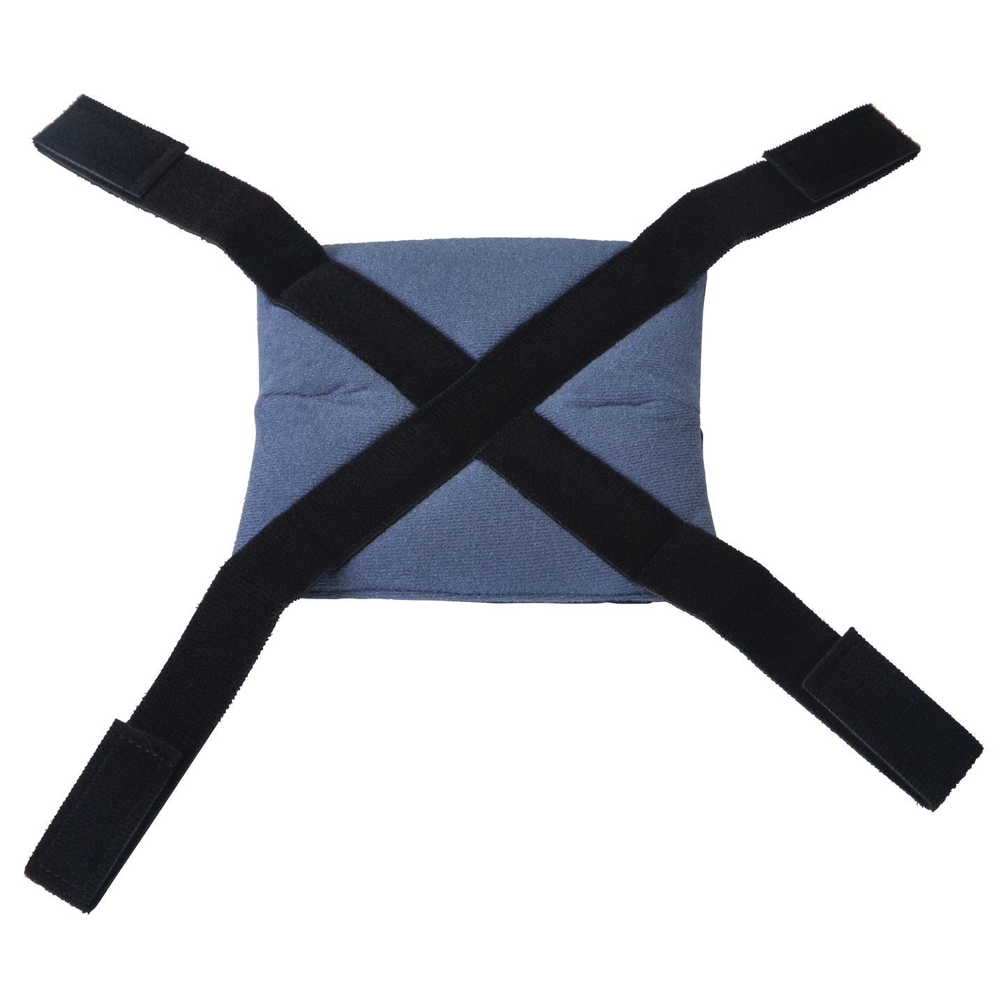 Replacement Knee Pad for OCSI OrthoPro ROM Knee Orthosis featuring a blue center with black adjustable straps in an "X" shape.