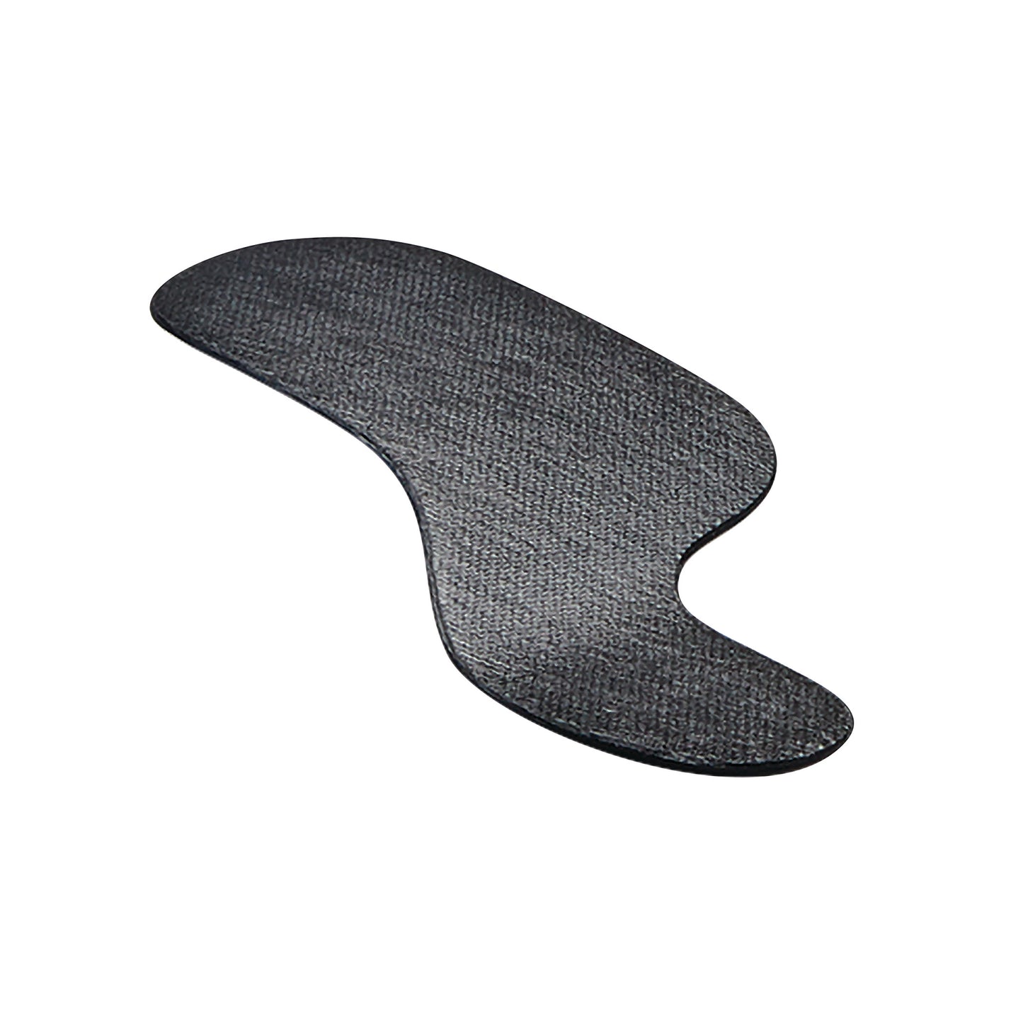 The Carboplast Thermoplastic Long Contoured Morton's Toe Plate is a black, contoured foot orthotic designed for support and alignment.